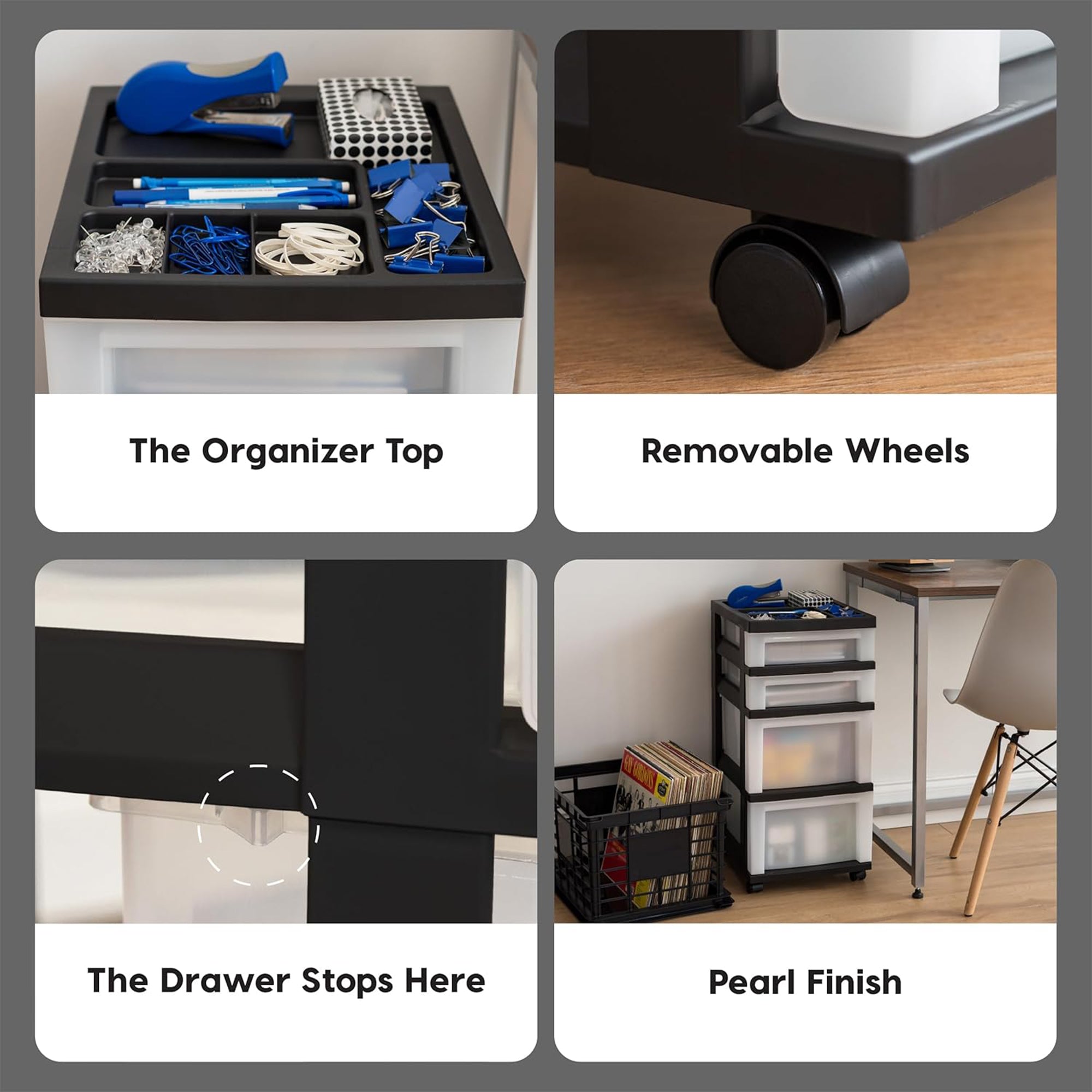 IRIS USA 4-Drawer Rolling Storage Cart, Plastic Craft Organizer (Open Box) - VMInnovations