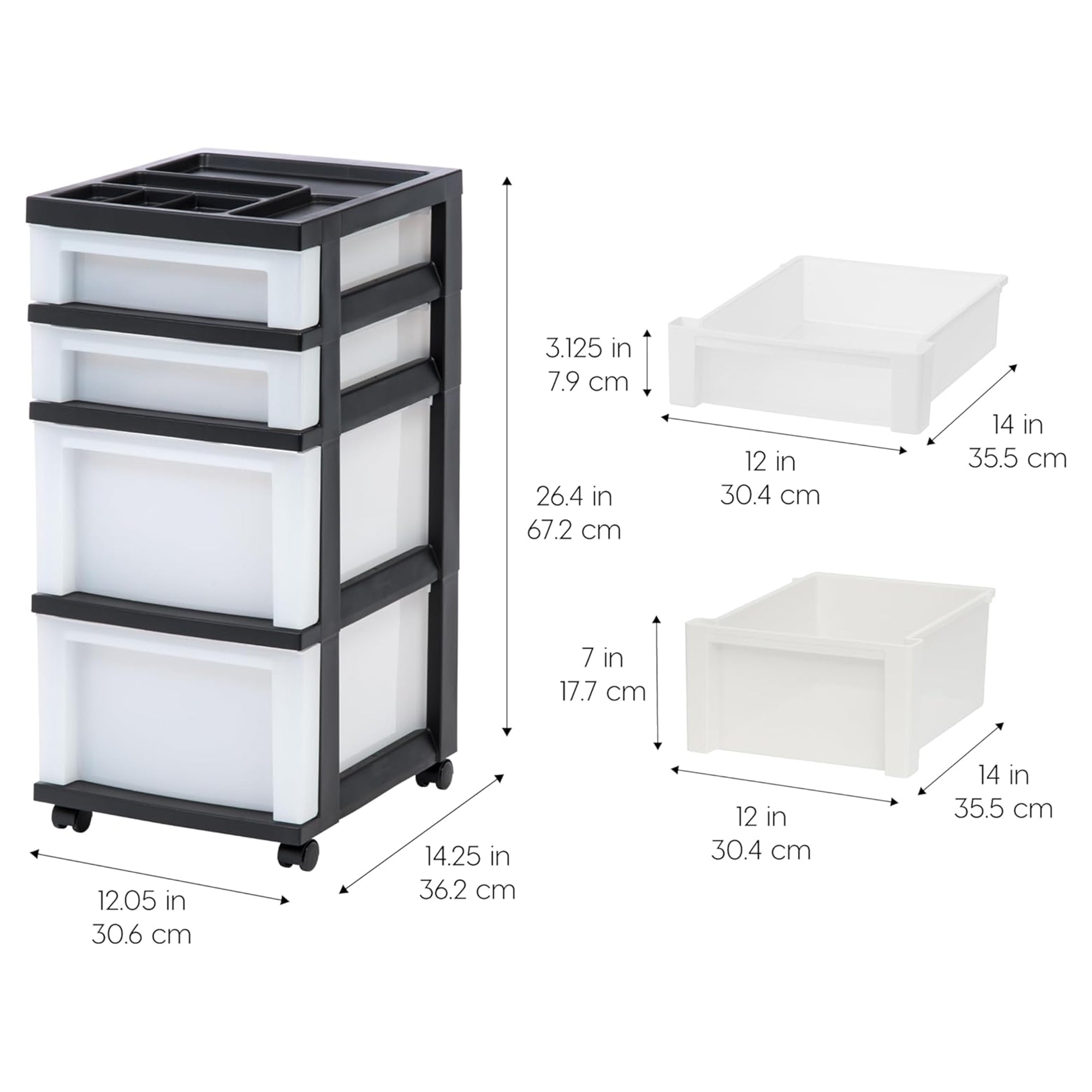 IRIS USA 4-Drawer Rolling Storage Cart, Plastic Craft Organizer (Open Box) - VMInnovations