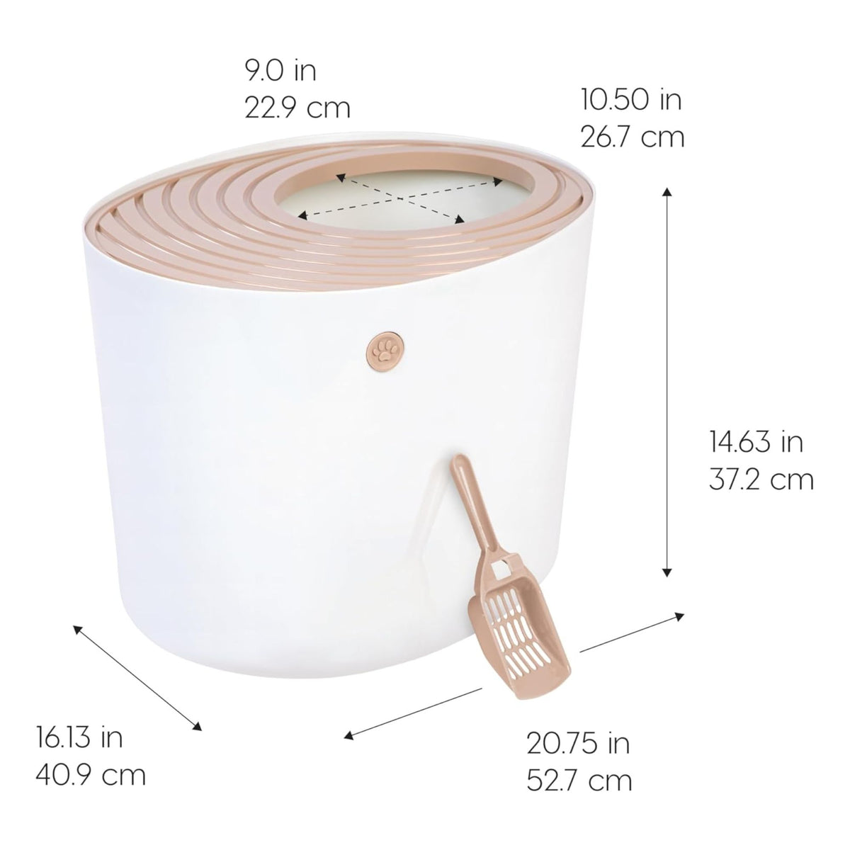 IRIS USA Cat Litter Box, Large Top Entry with Catching Lid & Scoop, (Open Box)