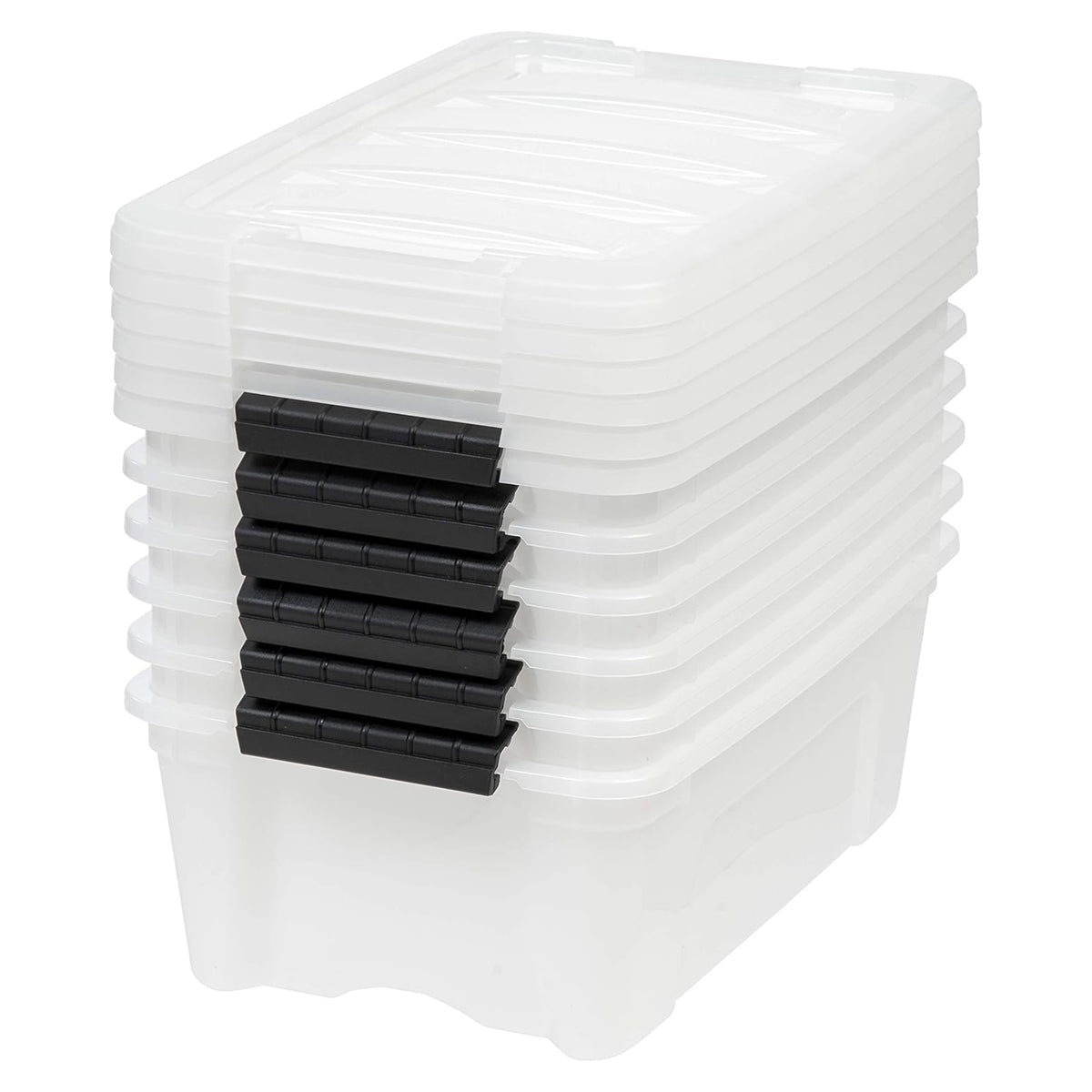 IRIS USA 12 Pack 13 Qt Storage Bin, Stackable Plastic Containers with Lid, Pearl