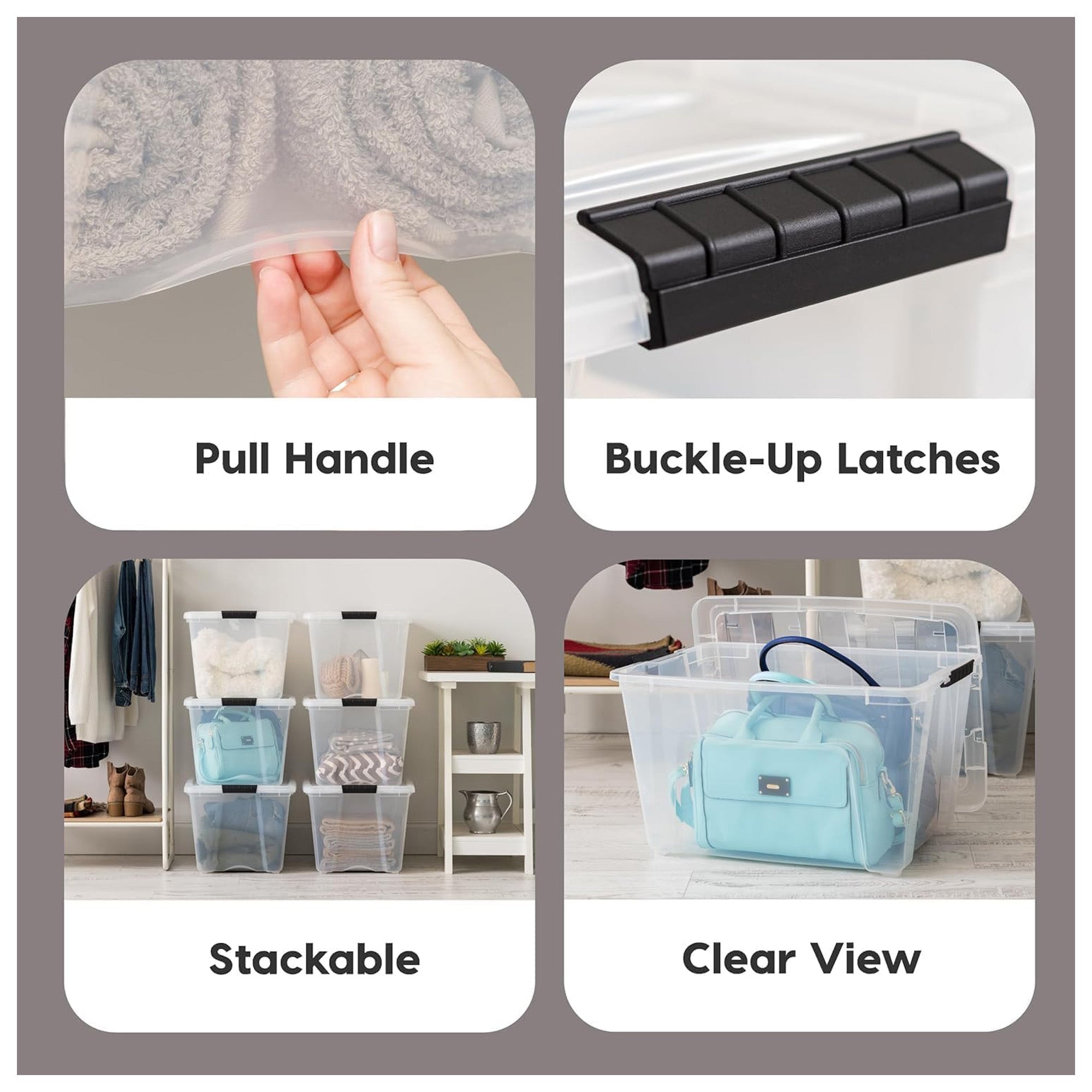 IRIS USA 12 Pack 54 Qt Storage Bins Plastic Gasket Box with Tight Latching Lids
