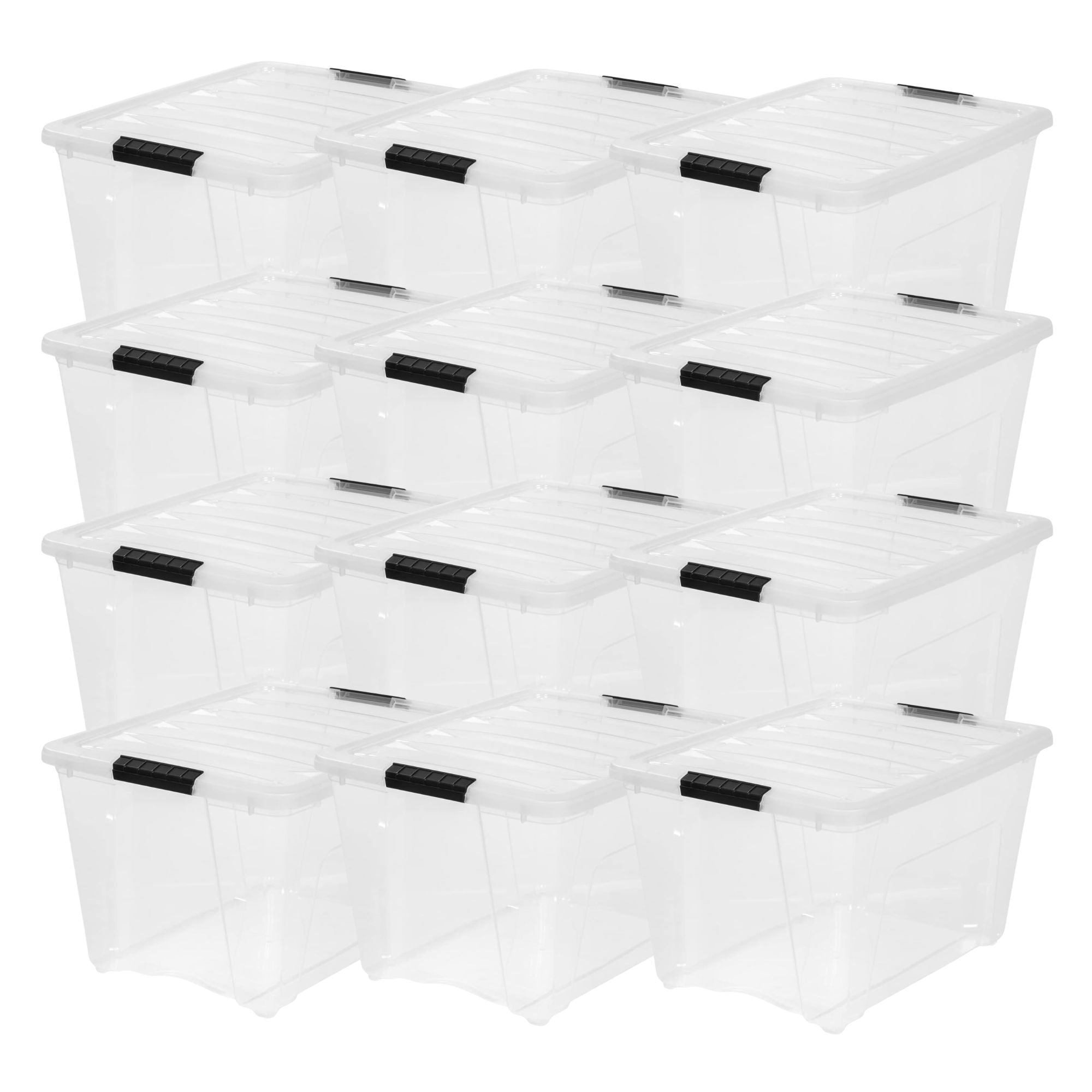 IRIS USA 12 Pack 54 Qt Storage Bins Plastic Gasket Box with Tight Latching Lids
