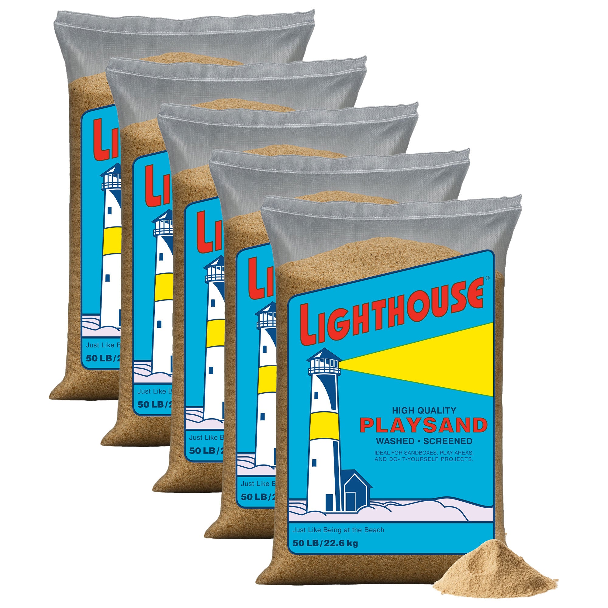 US Silica 5 Pack Lighthouse Comfortable Play Sand for Sand Tables, Beige, 50 Lbs