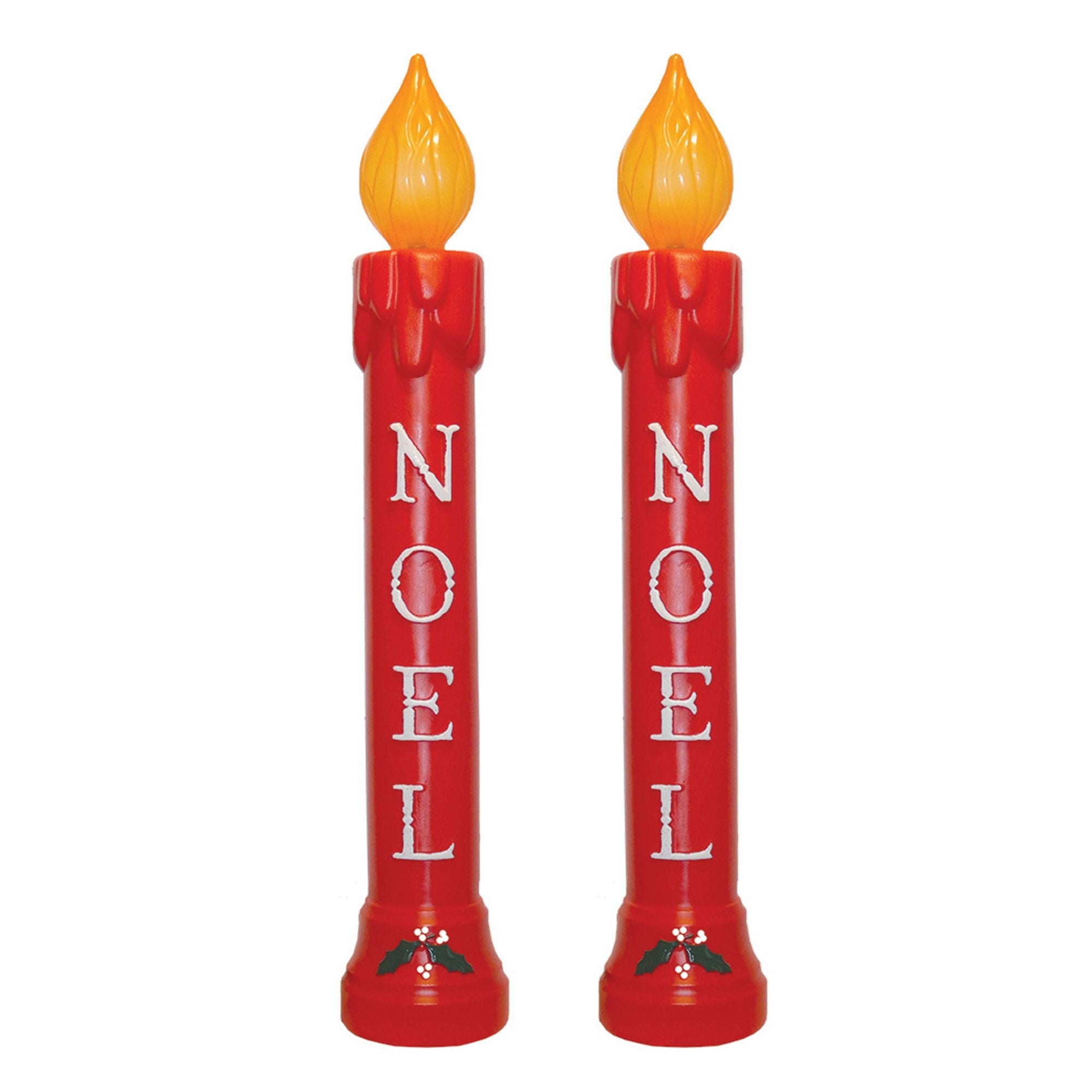 Union Christmas Illuminated Lighted 39" Noel Candle, Holiday Decor, Red, 2 Pack - VMInnovations