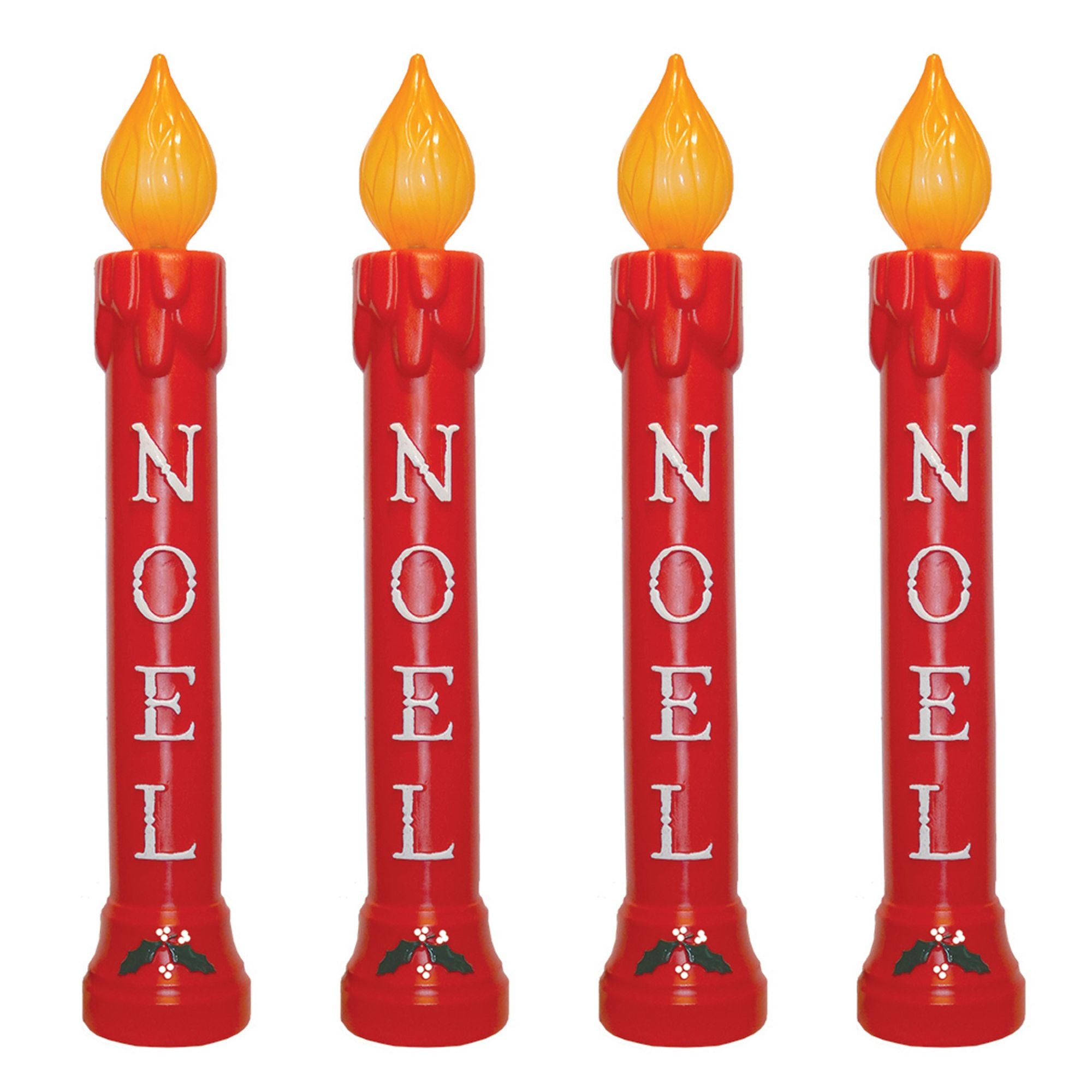 Union Christmas Illuminated Lighted 39" Noel Candle, Holiday Decor, Red, 4 Pack - VMInnovations