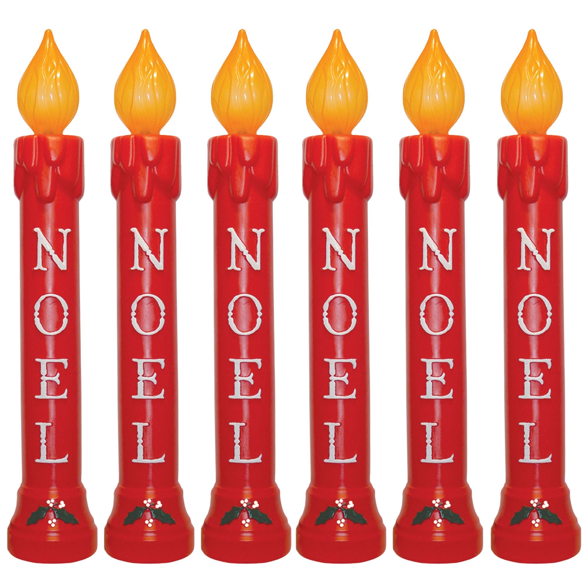 Union Christmas Illuminated Lighted 39" Noel Candle, Holiday Decor, Red, 6 Pack