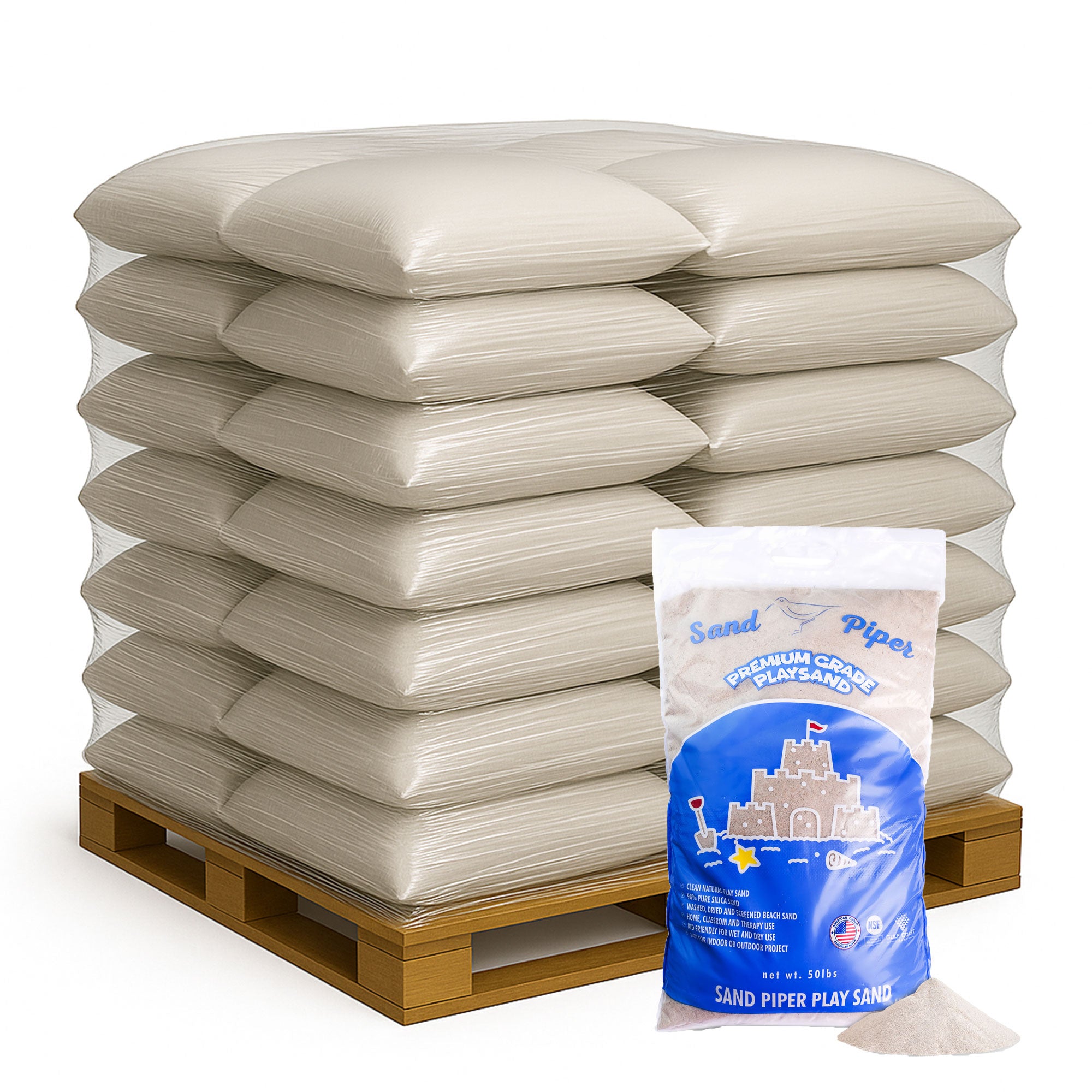 SandPiper 50lb Premium Grade Multi-Use Play Sand, Chemical Free Formula 102 Pack