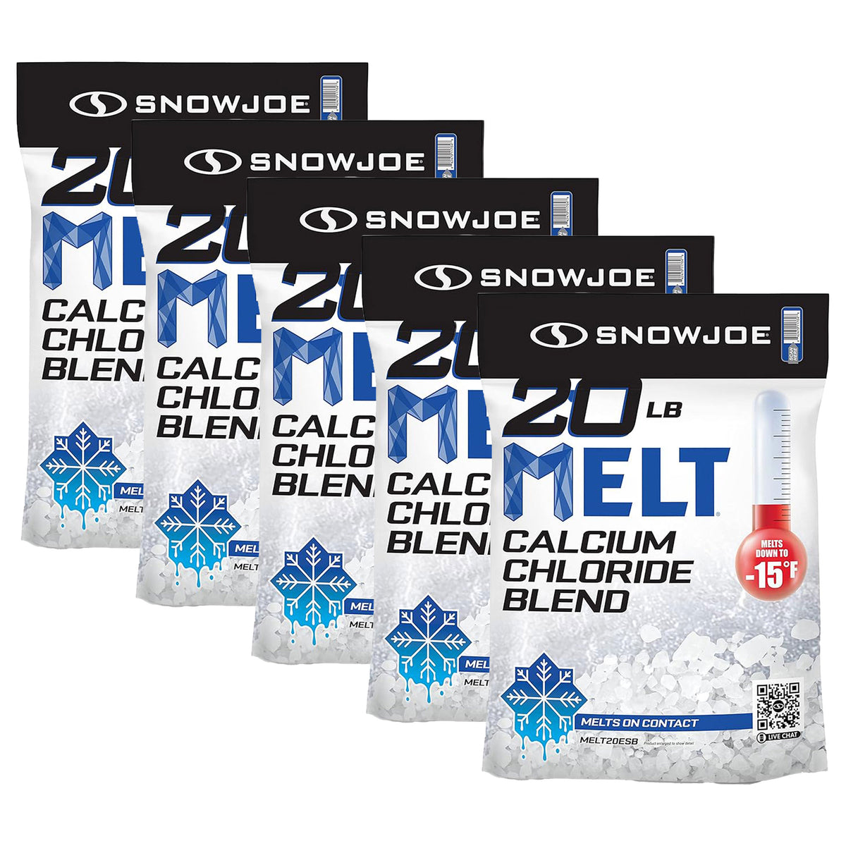 Snow Joe 5 Pack Calcium Chloride Ice Melt Snow Removal, 20 Lbs, Blue, MELT20ESB - VMInnovations