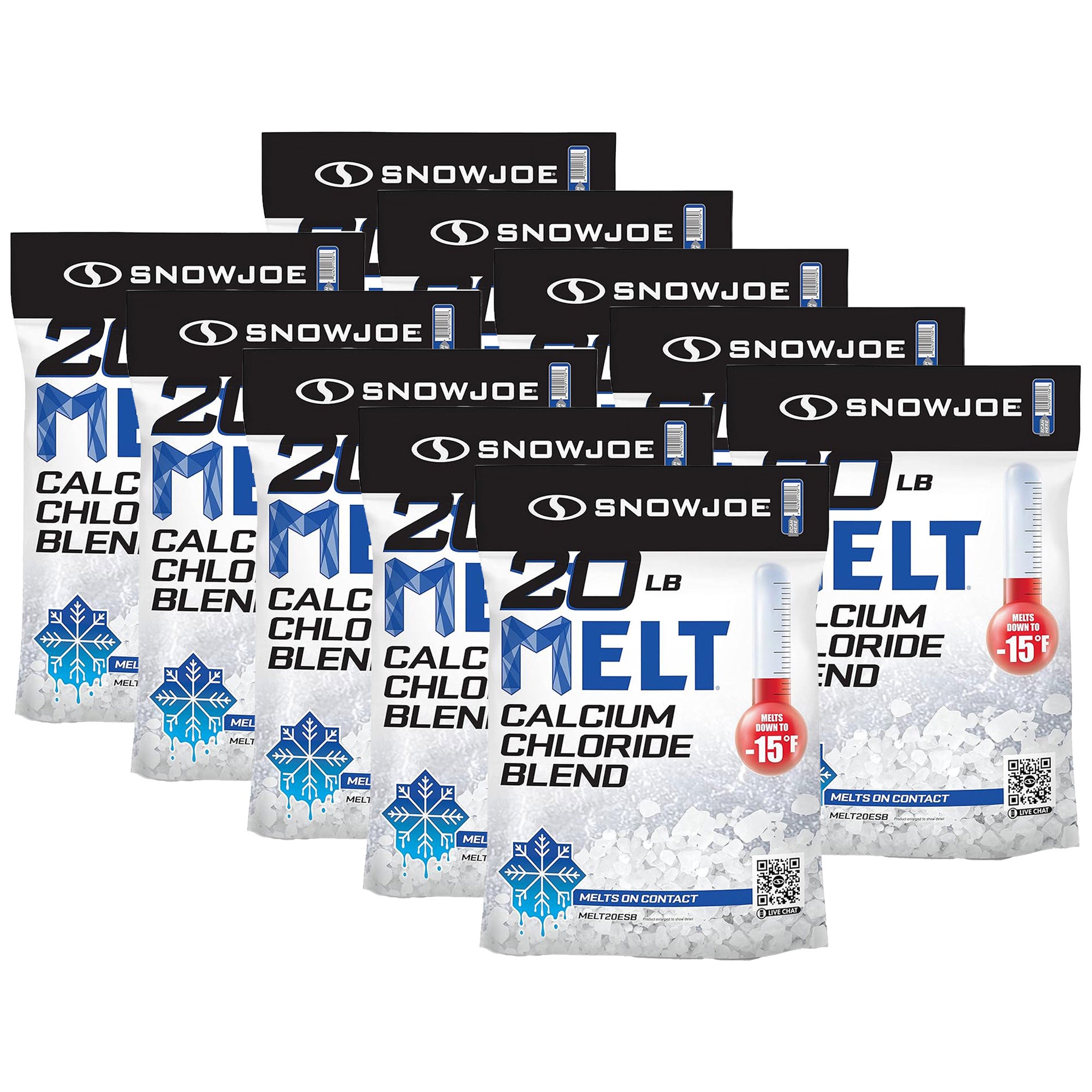 Snow Joe 10 Pack Calcium Chloride Ice Melt Snow Removal, 20 Lbs, Blue, MELT20ESB