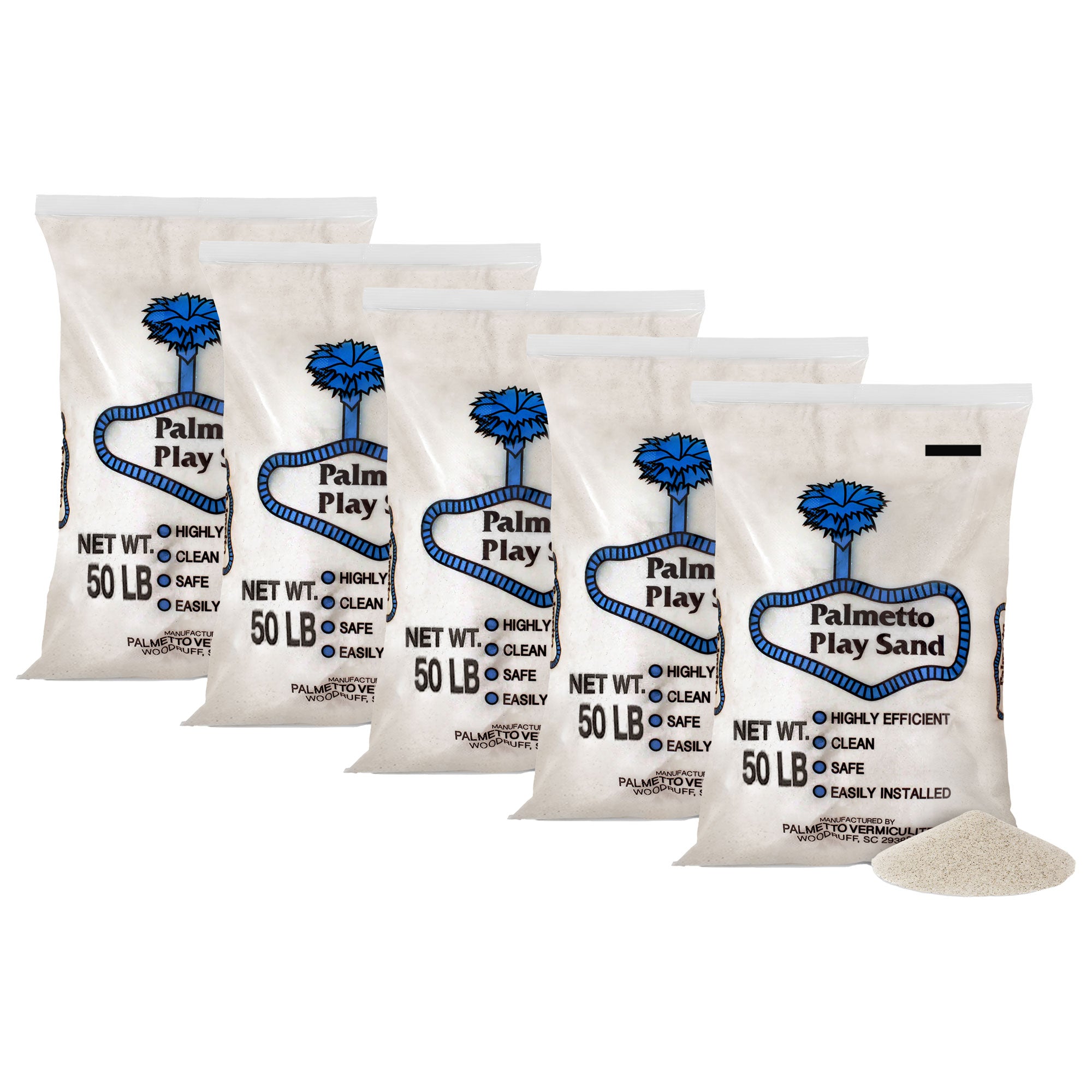 Palmetto 5 Pack Natural Play Sand for Sand Box, Play Areas, Home, 50 LB, Creme - VMInnovations