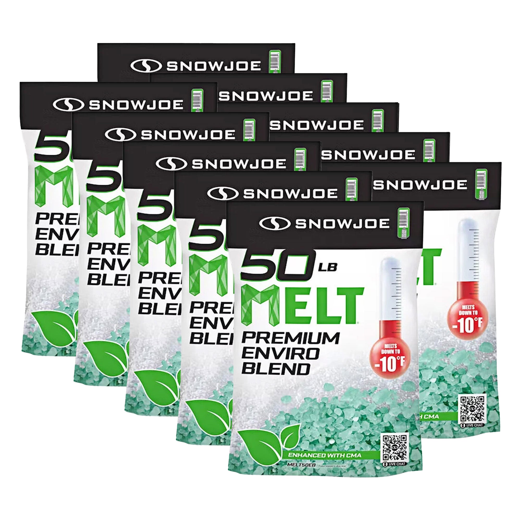 Snow Joe 10 Pack Enviro Blend Ice Snow Melt, Safe for Concrete & Plants, 50 lb - VMInnovations