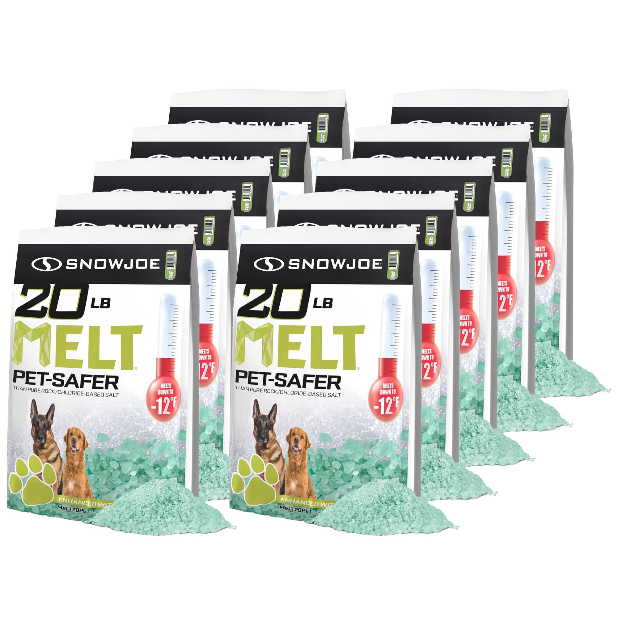 Snow Joe 10 Pack Pet-Safer Ice Melt Blend, Safe for Concrete/Sidewalks, 20 lb