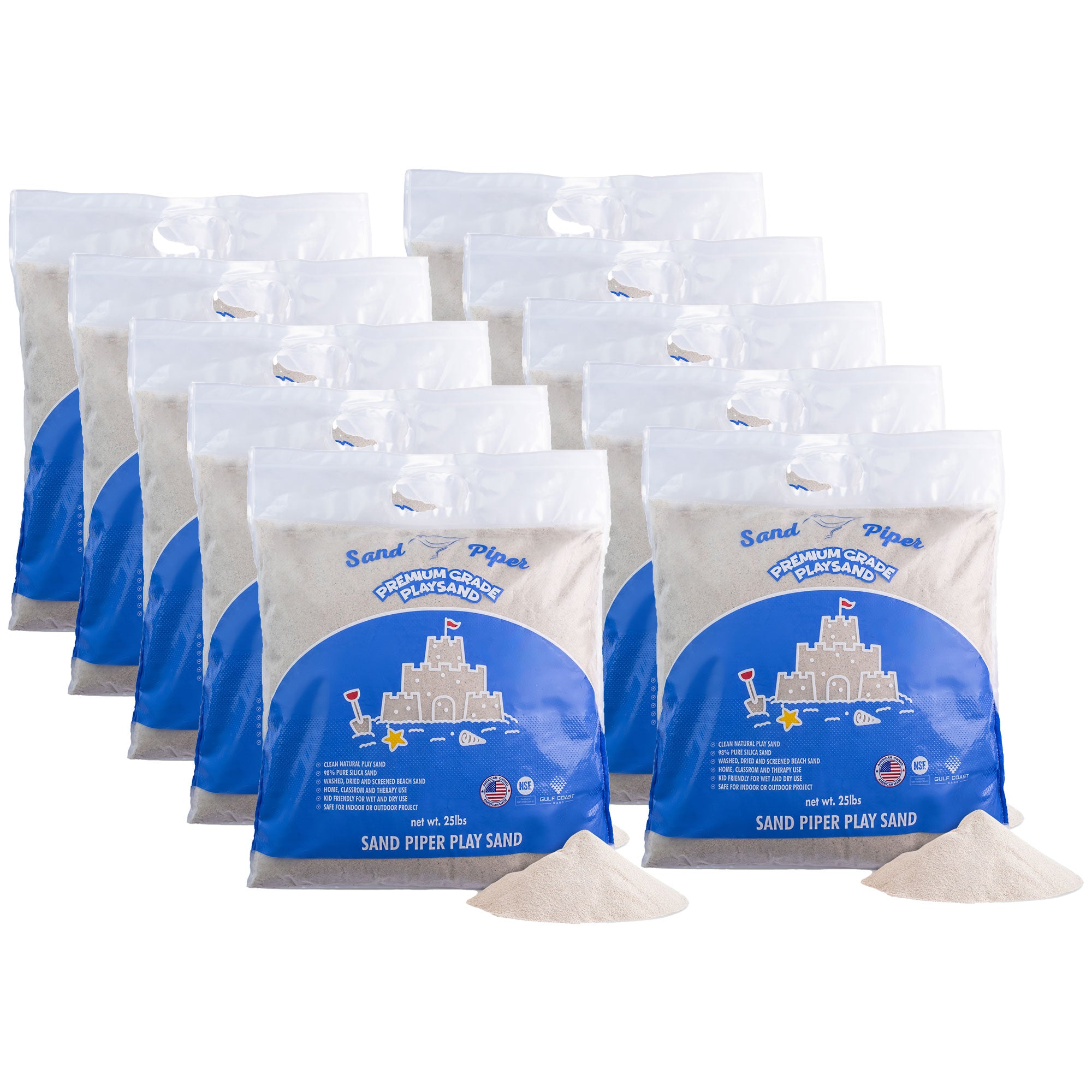 SandPiper 25Lb Premium Grade Multi-Use Play Sand w/Chemical Free Formula, 10 Pack