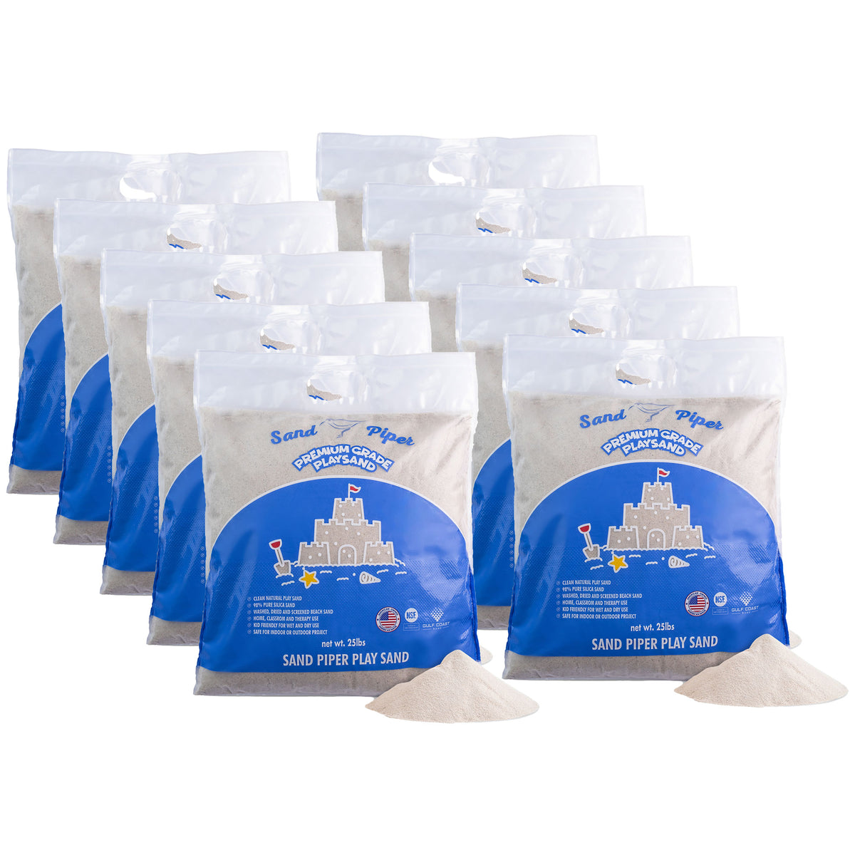 SandPiper 25Lb Premium Grade Multi-Use Play Sand w/Chemical Free Formula, 10 Pack - VMInnovations