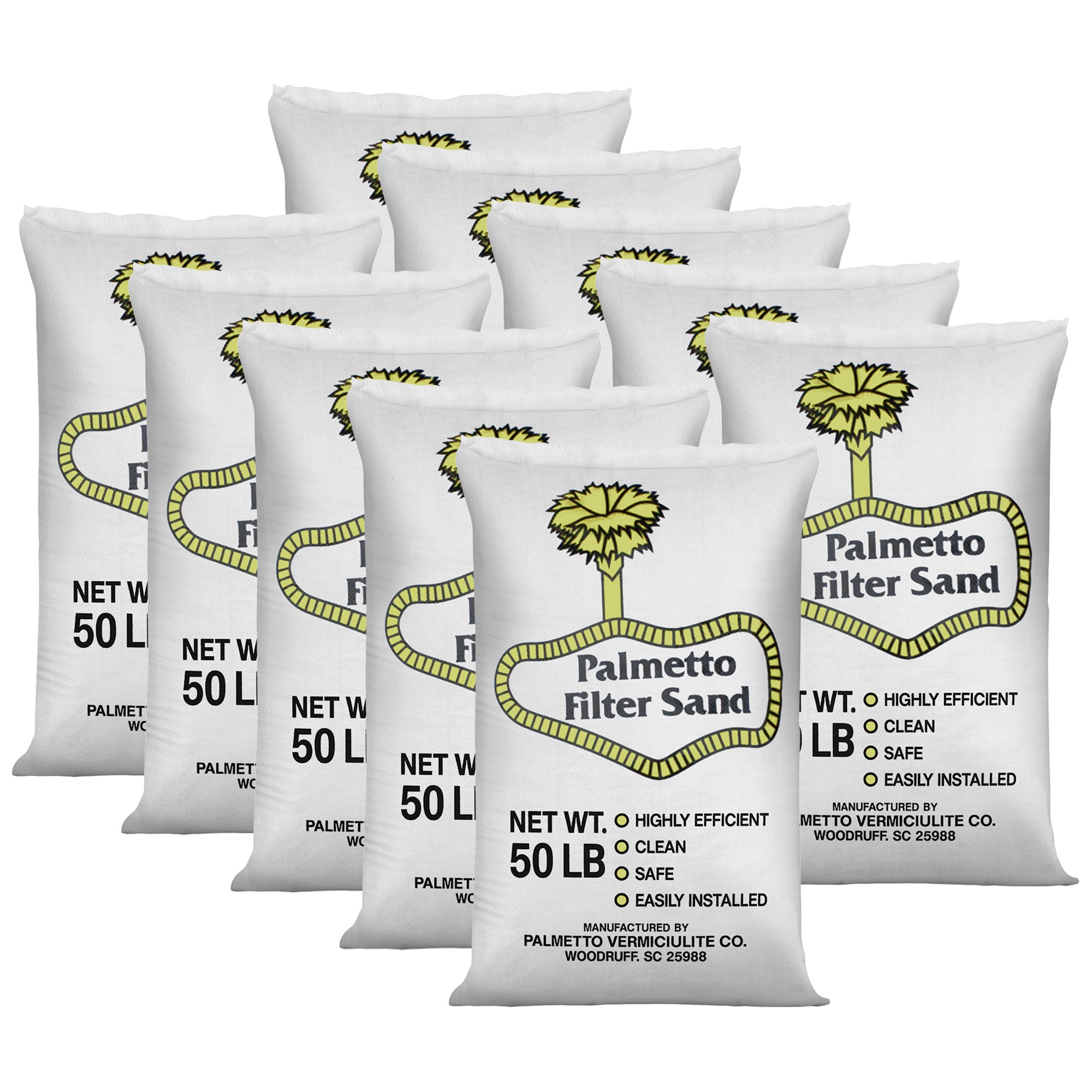Palmetto 10 Pack Filter Sand Residential & Commercial Pool Sand Filters 50 Pound - VMInnovations