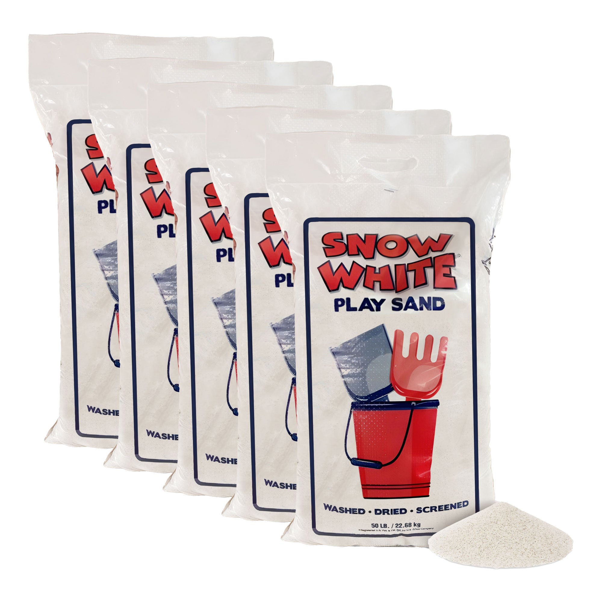U.S. Silica Snow White Play Sand Sparkling White & Super Soft, 50 Pounds, 5 Pack
