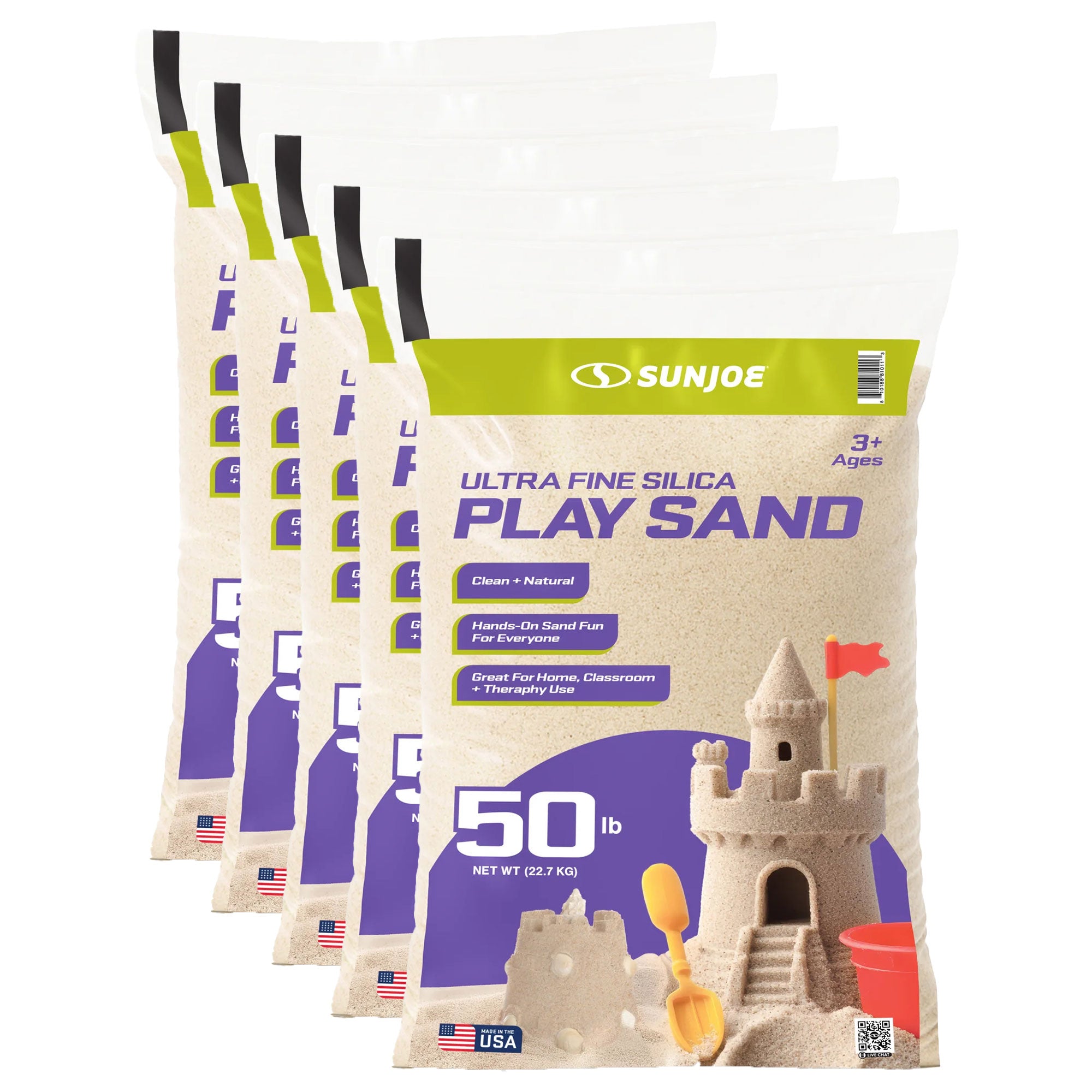 Sun Joe Ultra Fine Silica Play Sand, Sandboxes & Sensory Tables, 50 lbs, 5 Pack