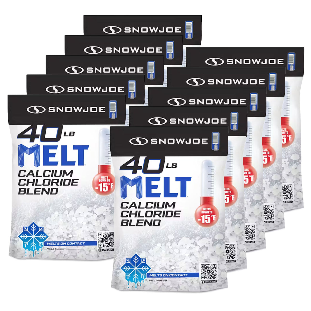 Snow Joe 10 Pack Calcium Chloride Deicer & Snow Removal, 40 Pound Bag, MELT40ESB - VMInnovations