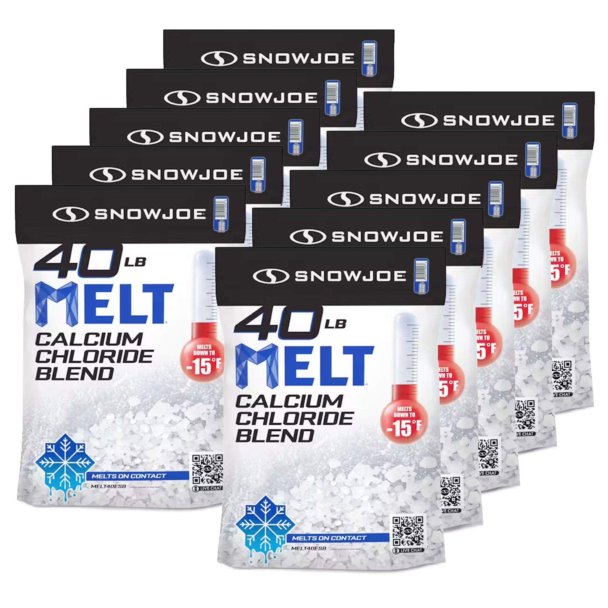 Snow Joe 10 Pack Calcium Chloride Deicer & Snow Removal, 40 Pound Bag, MELT40ESB - VMInnovations