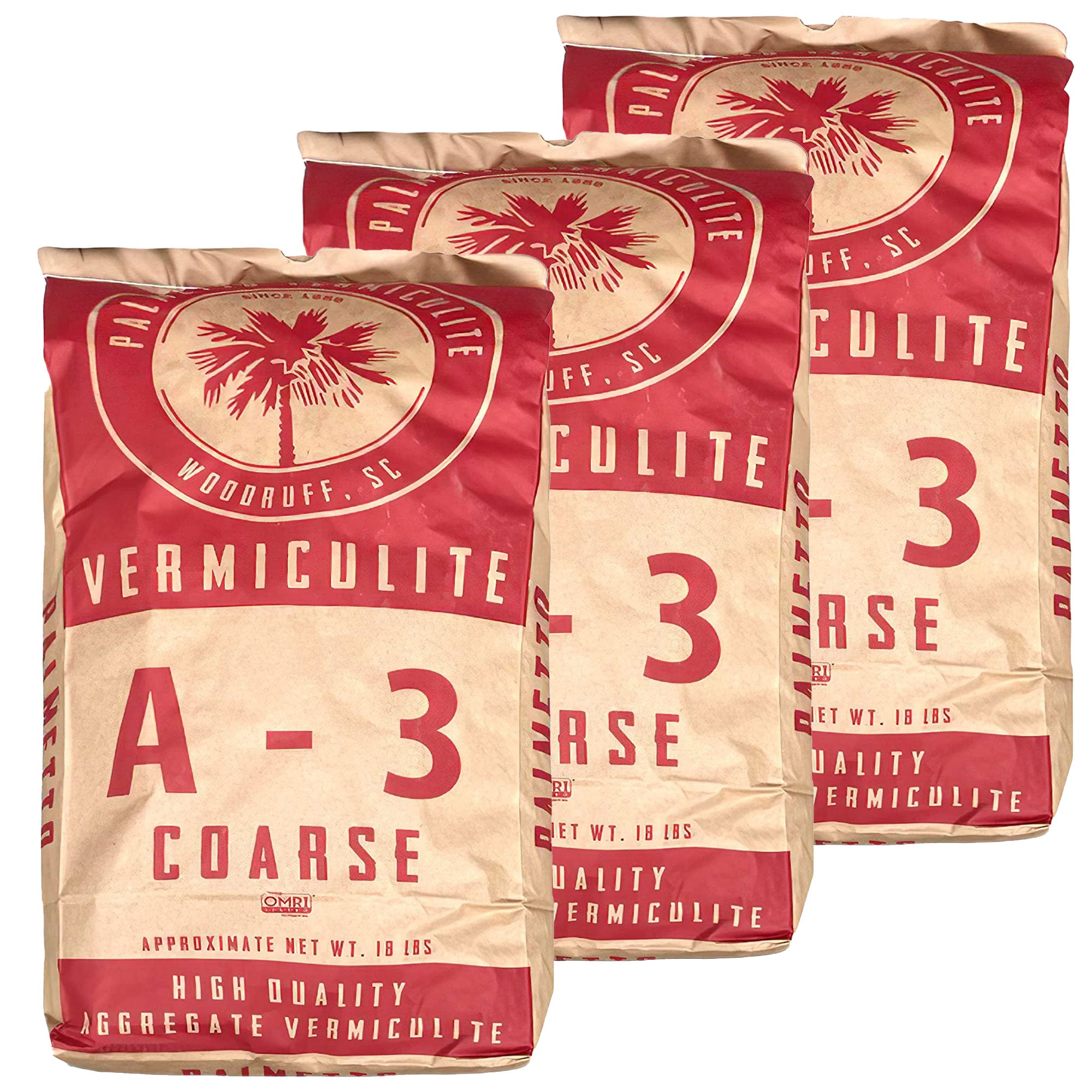 Palmetto 3 Pack 4 CuFt Organic Grade 3 Coarse Vermiculite Planting Soil Additive - VMInnovations