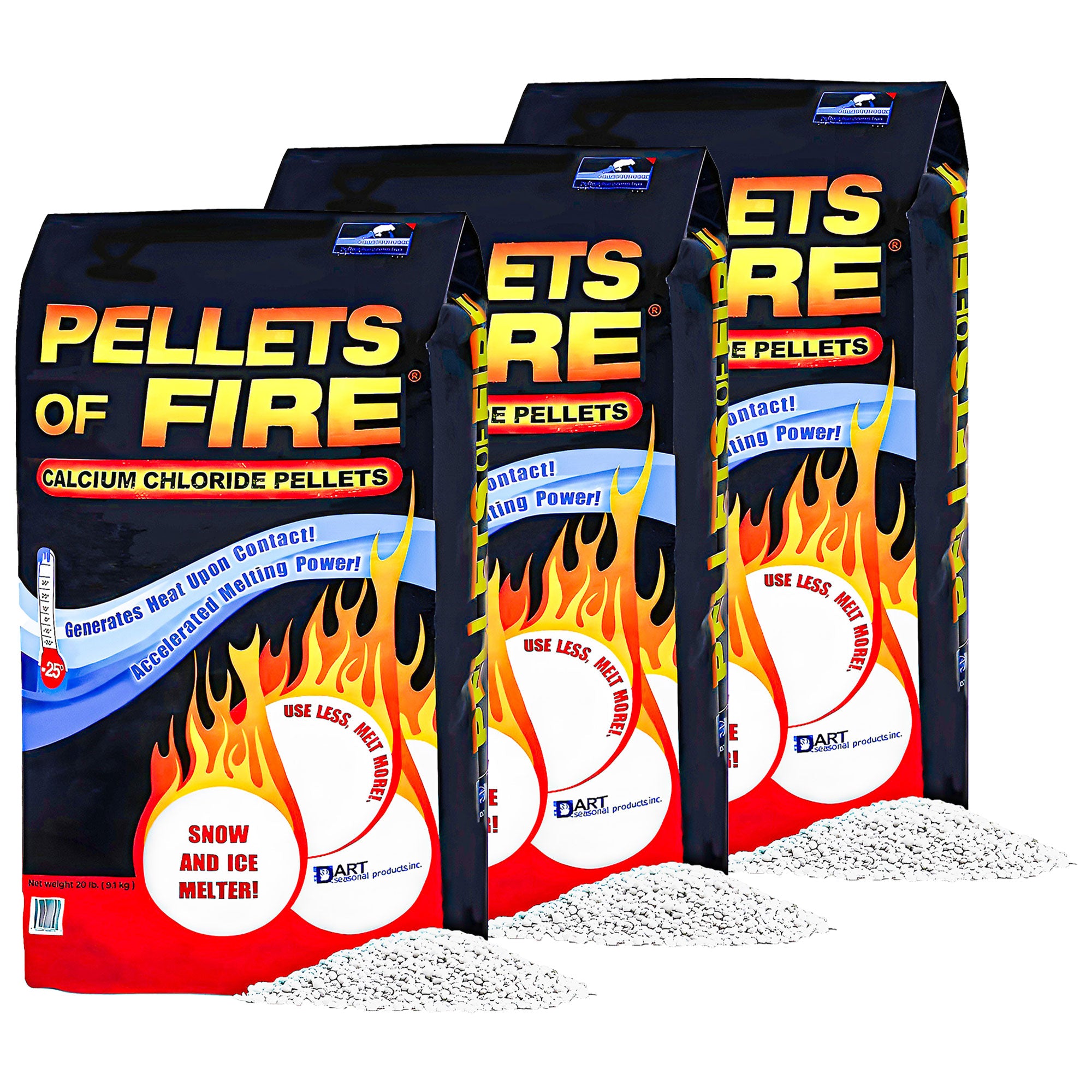 Snow Joe 3 Pack Pellets of Fire Ice Melter Driveways Sidewalks Concrete, 20 lb - VMInnovations