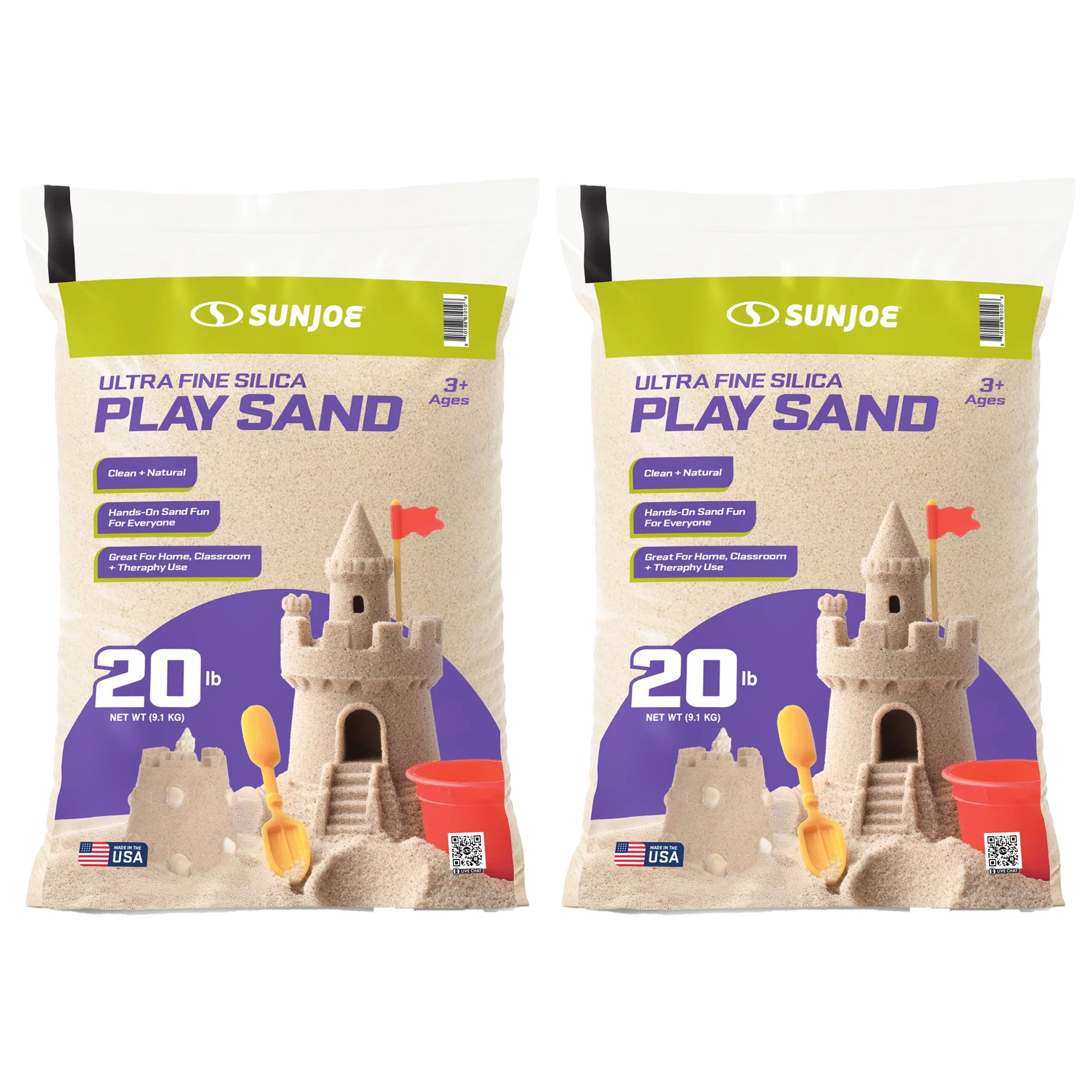 Sun Joe Ultra Fine Silica Play Sand, Sandboxes & Sensory Tables, 20 lbs, 2 Pack