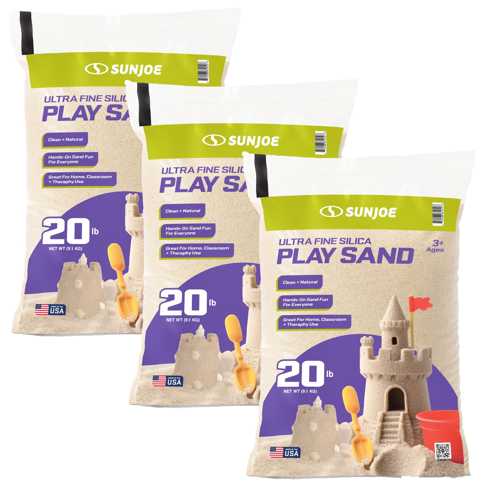 Sun Joe Ultra Fine Silica Play Sand, Sandboxes & Sensory Tables, 20 lbs, 3 Pack