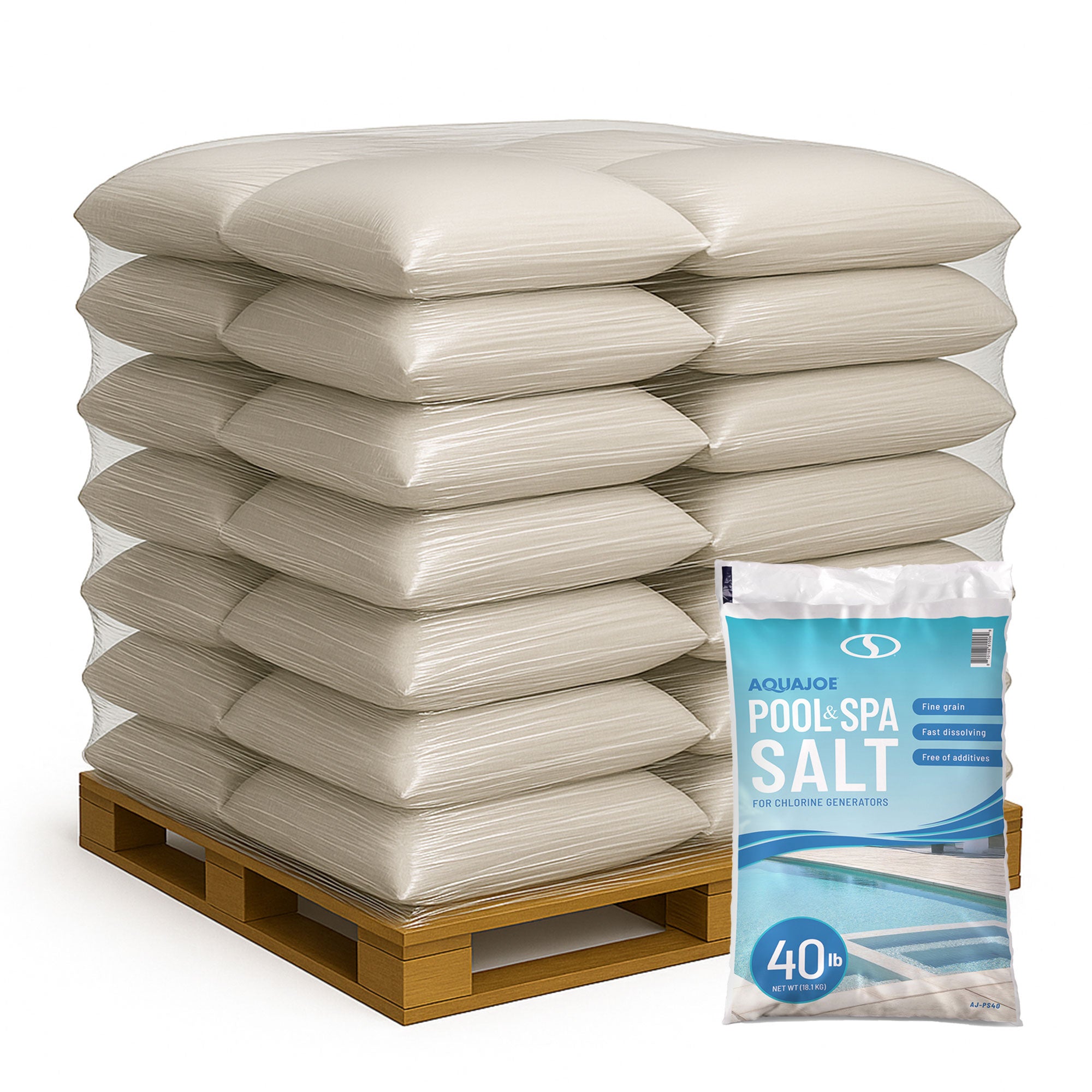 Aqua Joe 104 Pack 40Lb Fast Dissolving Pool Spa Salt Chlorine Generators AJ-PS40