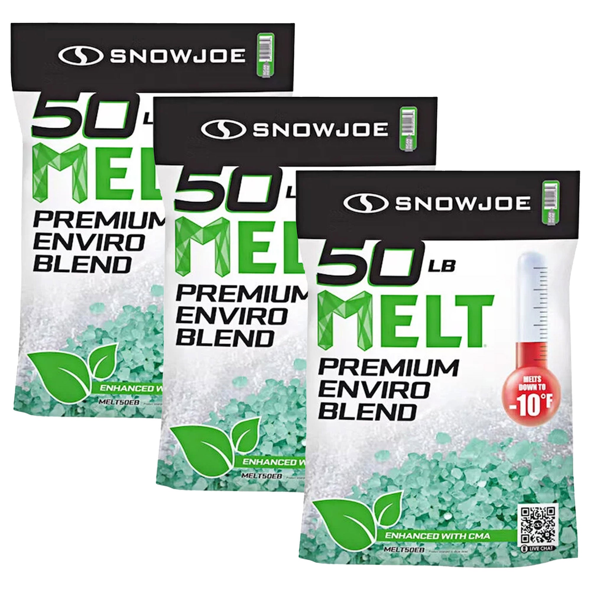 Snow Joe 3 Pack Enviro Blend Ice Snow Melt, Safe for Concrete & Plants, 50 lb - VMInnovations