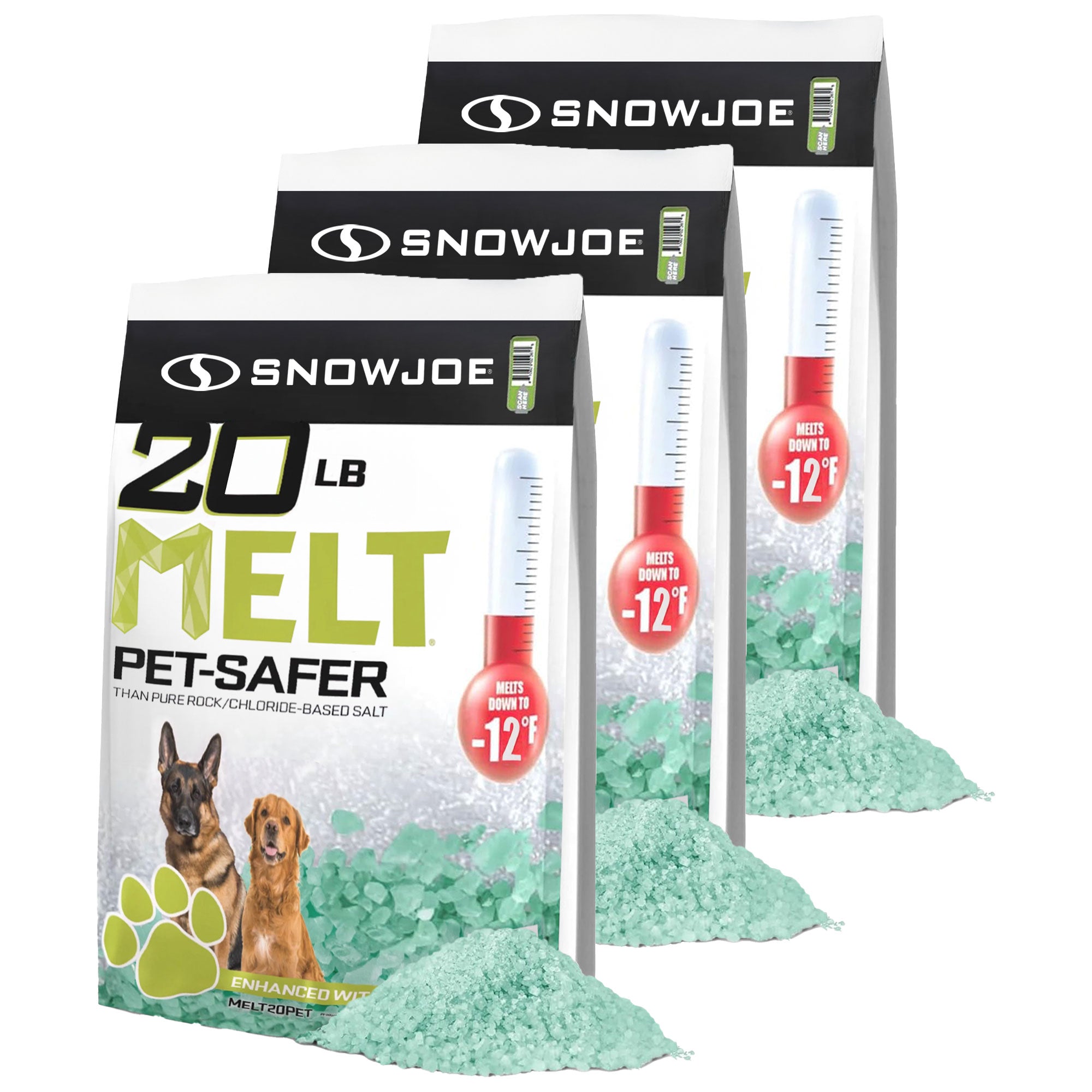 Snow Joe 3 Pack Pet-Safer Ice Melt Blend, Safe for Concrete/Sidewalks, 20 lb - VMInnovations