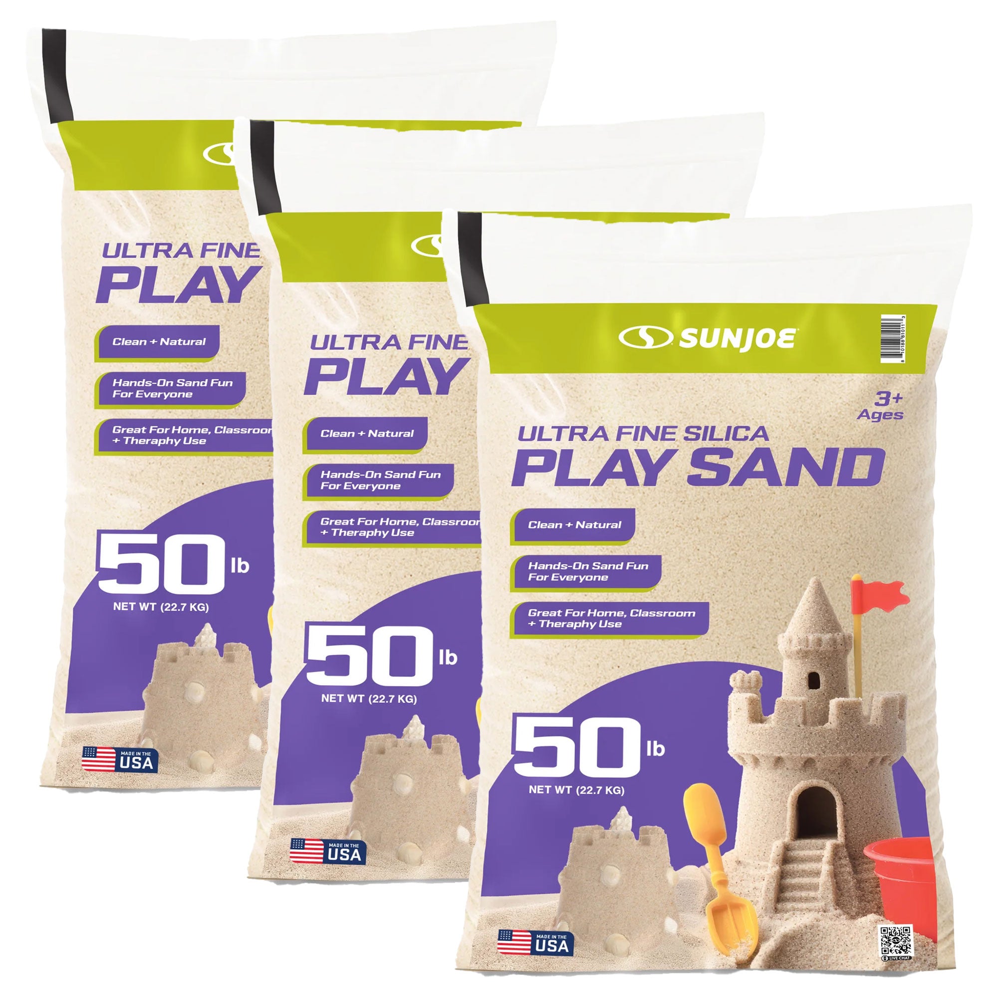 Sun Joe Ultra Fine Silica Play Sand, Sandboxes & Sensory Tables, 50 lbs, 3 Pack