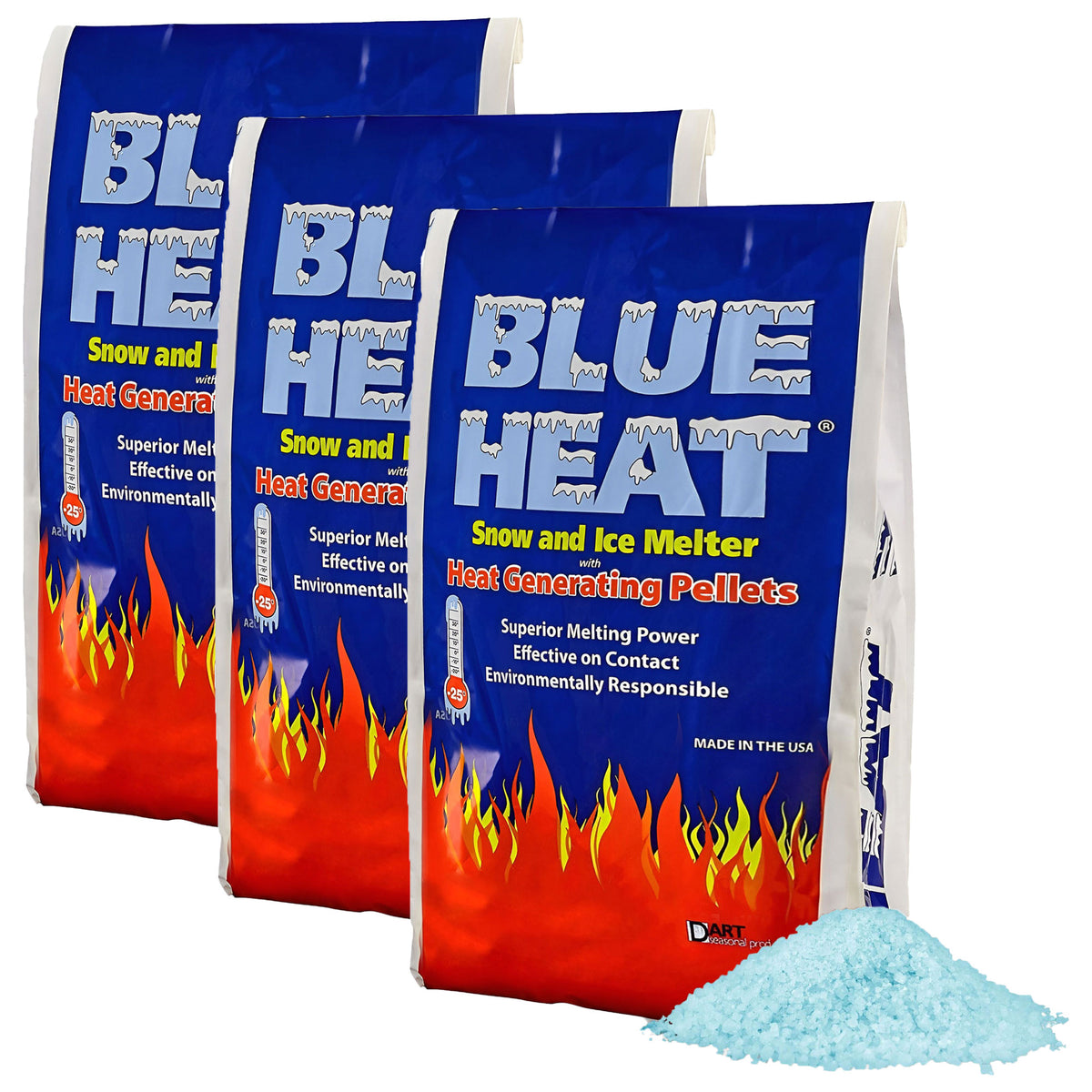 Blue Heat Ice Melt Pellets Deicer and Snow Removal for Driveway, 20 lb, 3 Pack