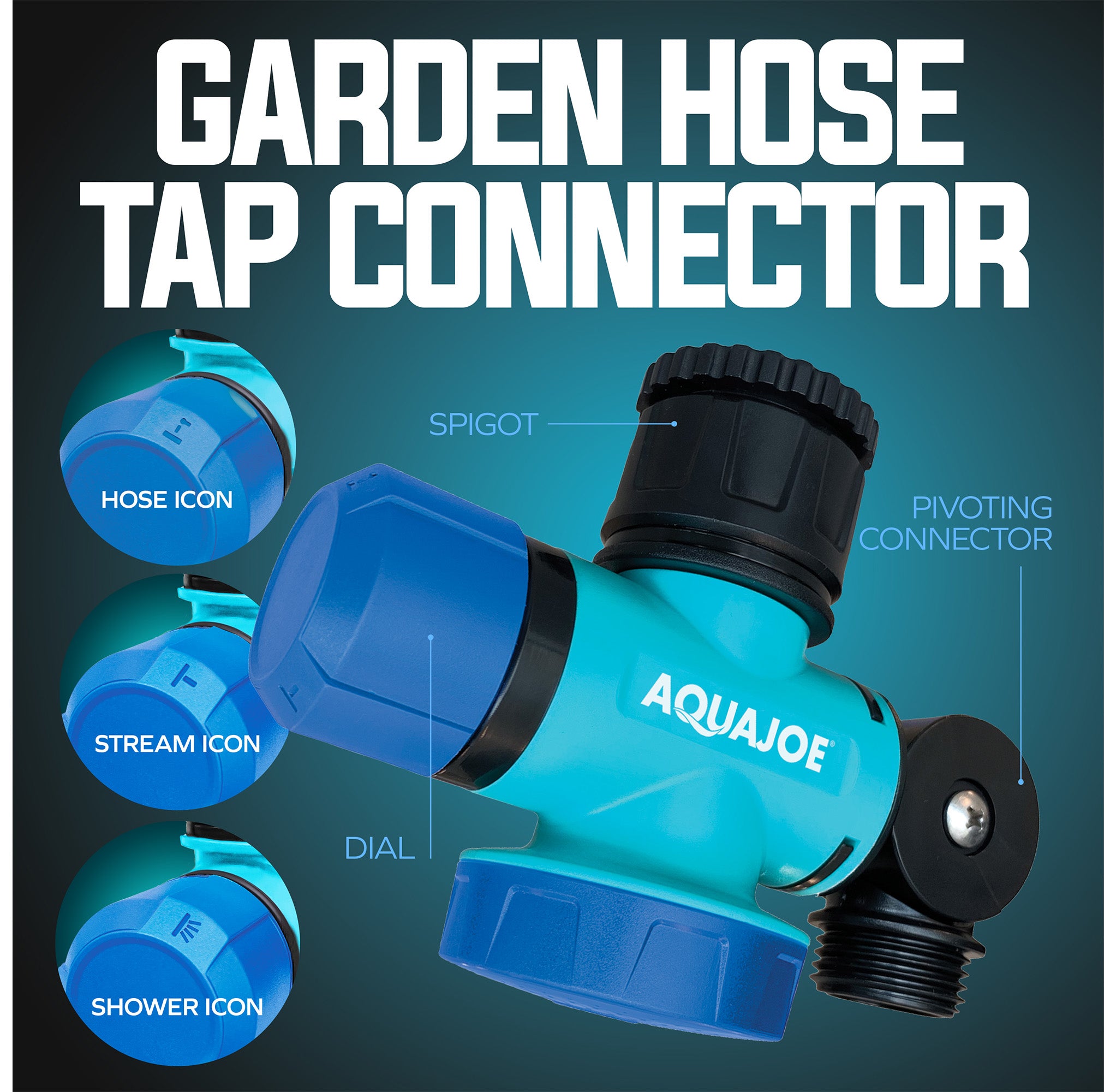 Aqua Joe Multi-Function Garden Hose Faucet Connector | 3/4" Spigot Adapter
