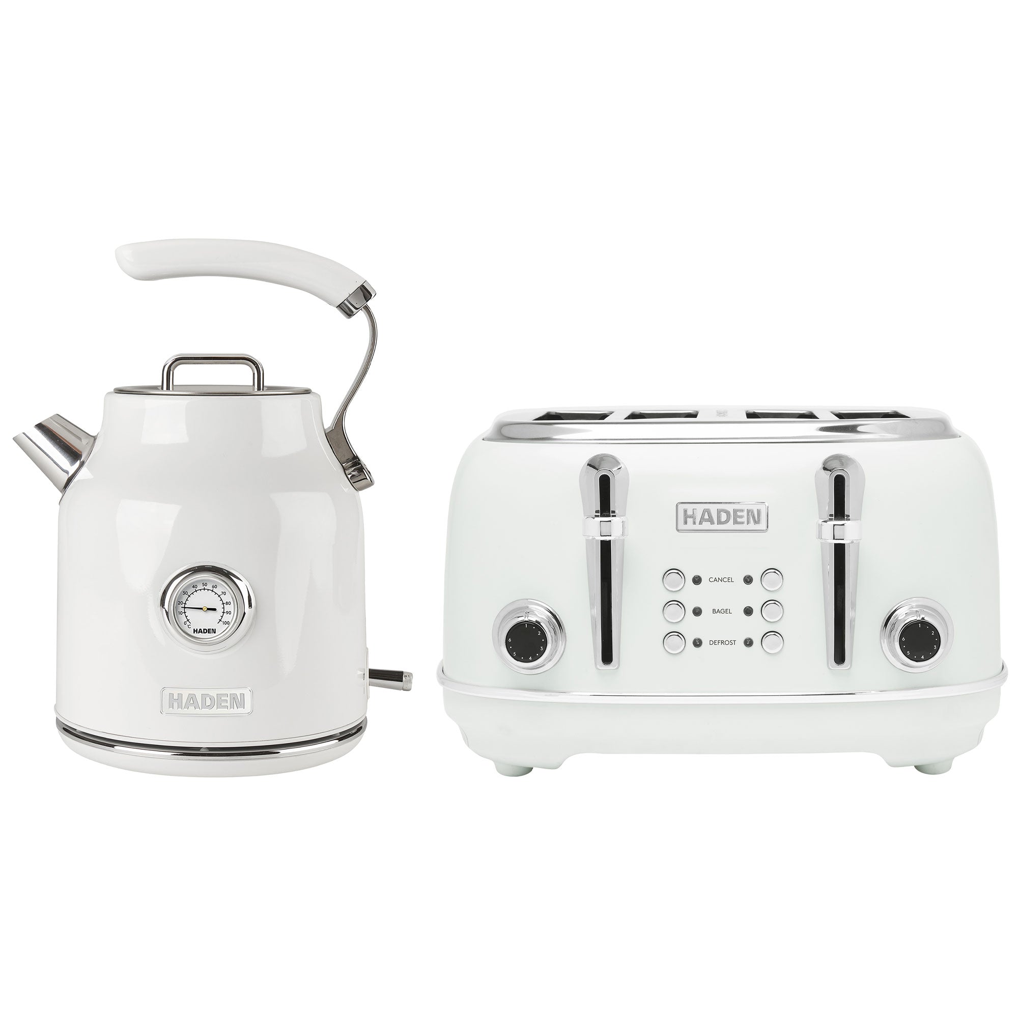 Haden Heritage 4 Slice Toaster & Dorset 1.7L Electric Water Kettle, Ivory/Chrome - VMInnovations