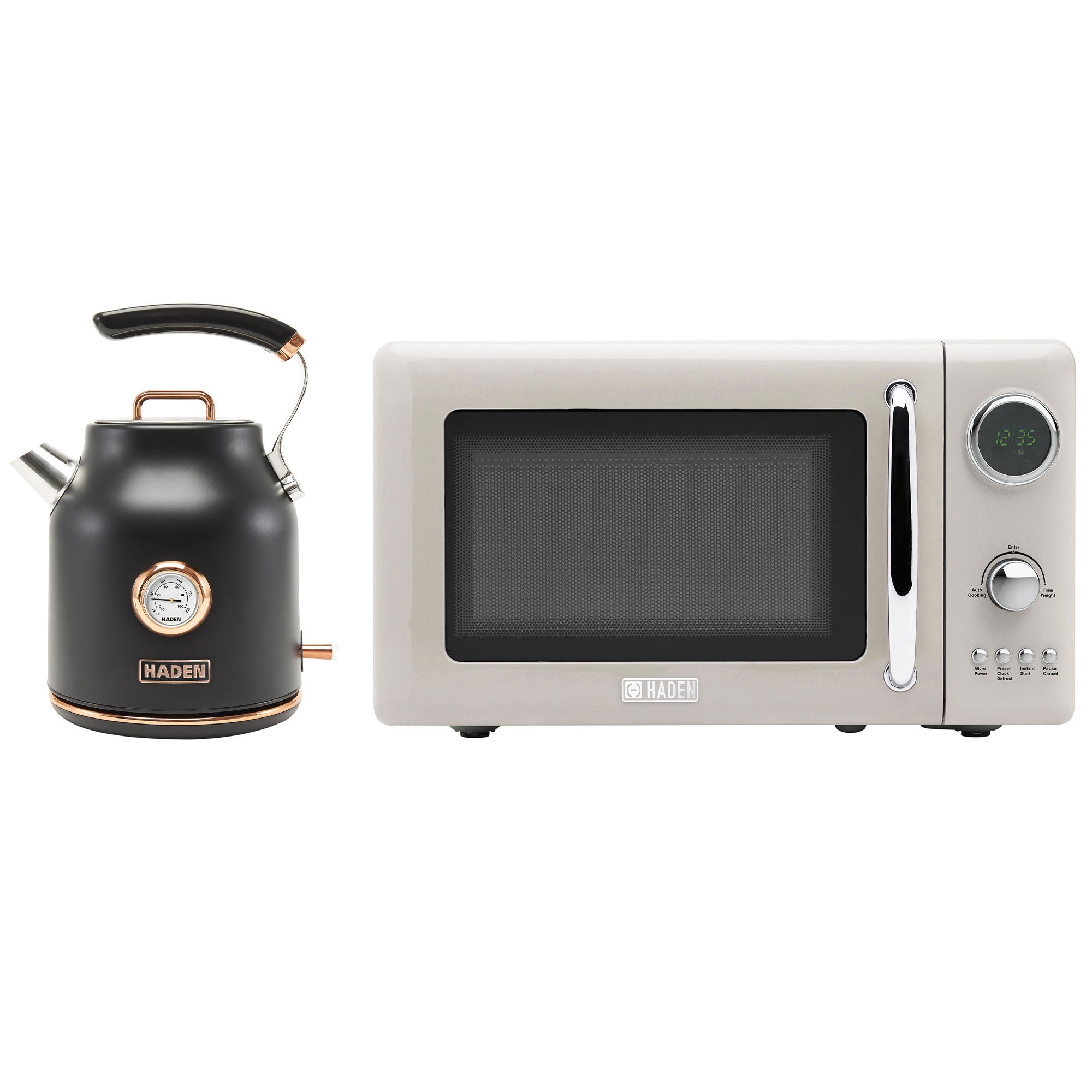 Haden 700 W Microwave Oven, Putty & Haden Dorset 1.7 L Water Kettle, Black