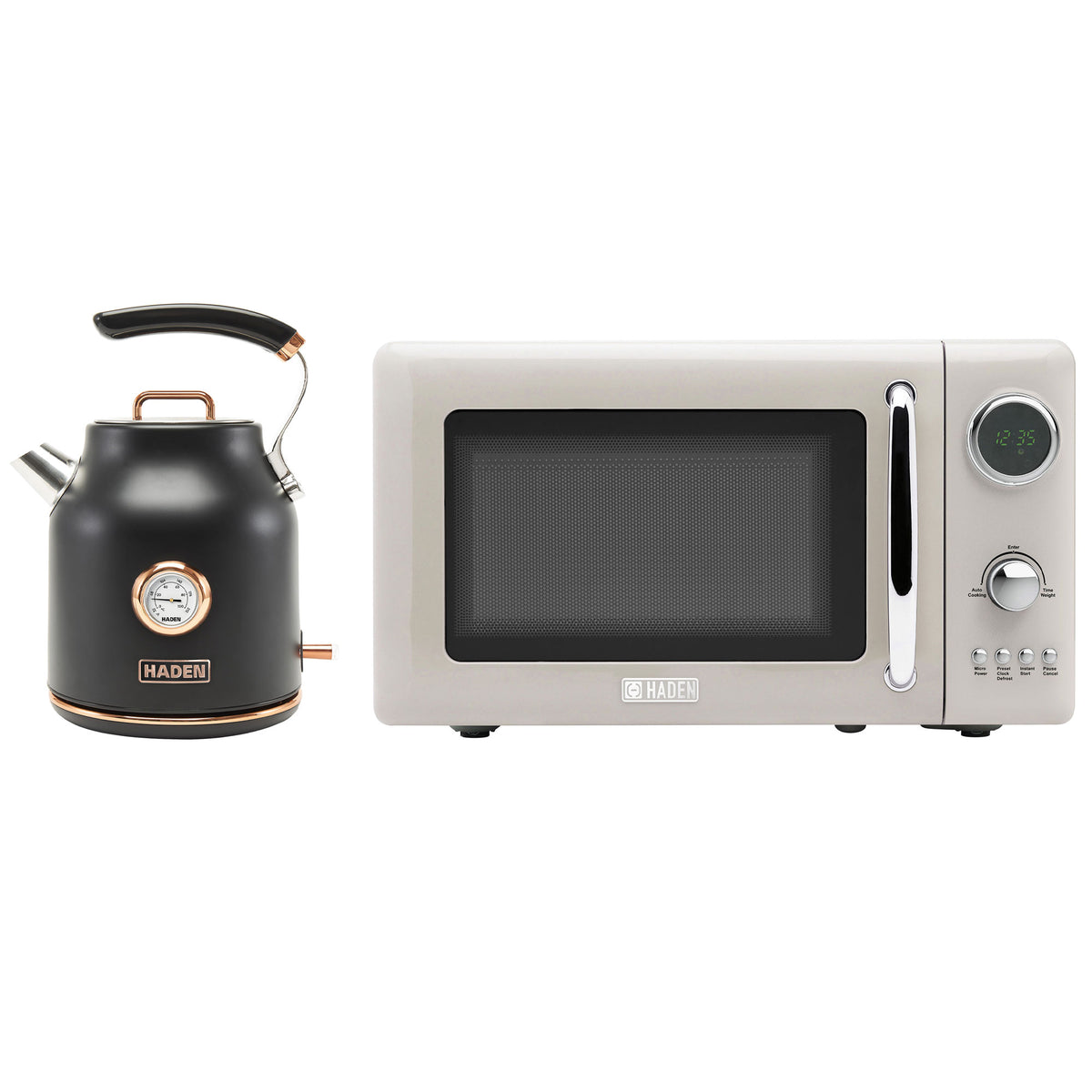 Haden 700 W Microwave Oven, Putty & Haden Dorset 1.7 L Water Kettle, Black