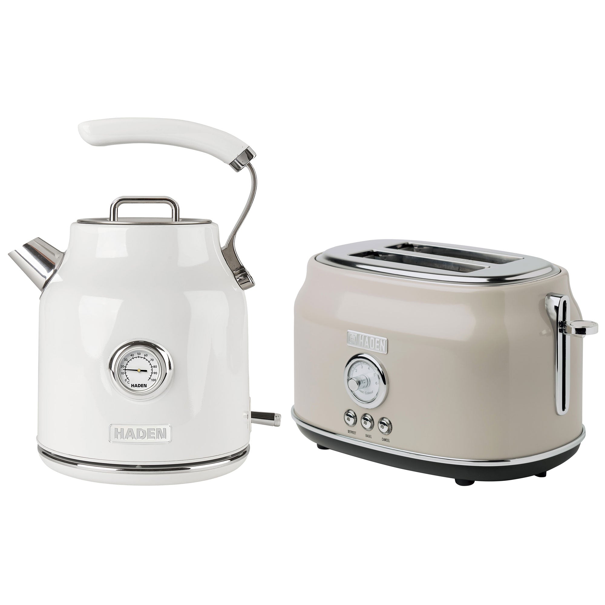 Haden Dorset 2 Slice Wide Toaster & Dorset 1.7 Liter Water Kettle, Putty/Ivory - VMInnovations