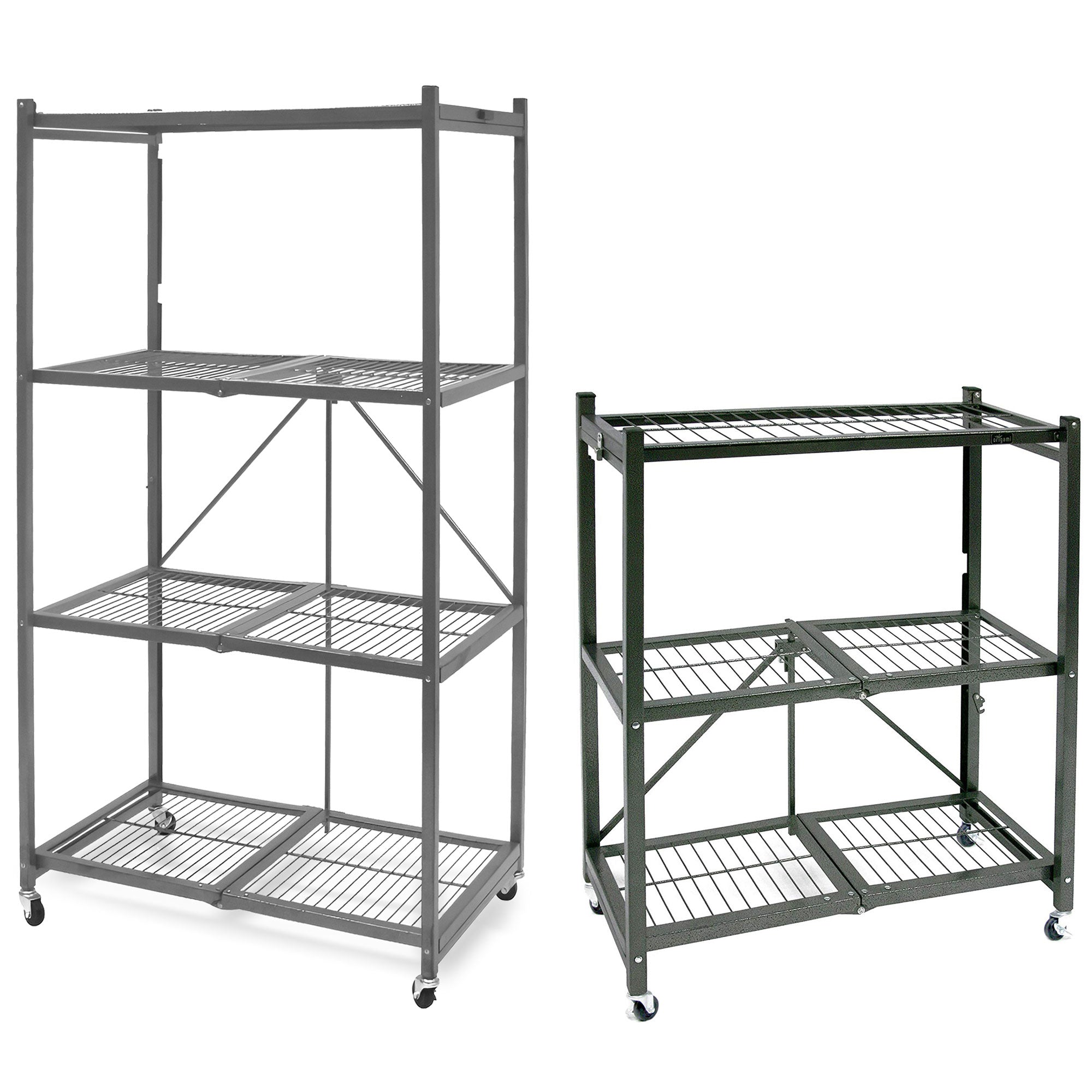 Origami R5 4 Tier Multipurpose Folding Storage Organizing Rack & R3 3 Tier Shelf - VMInnovations