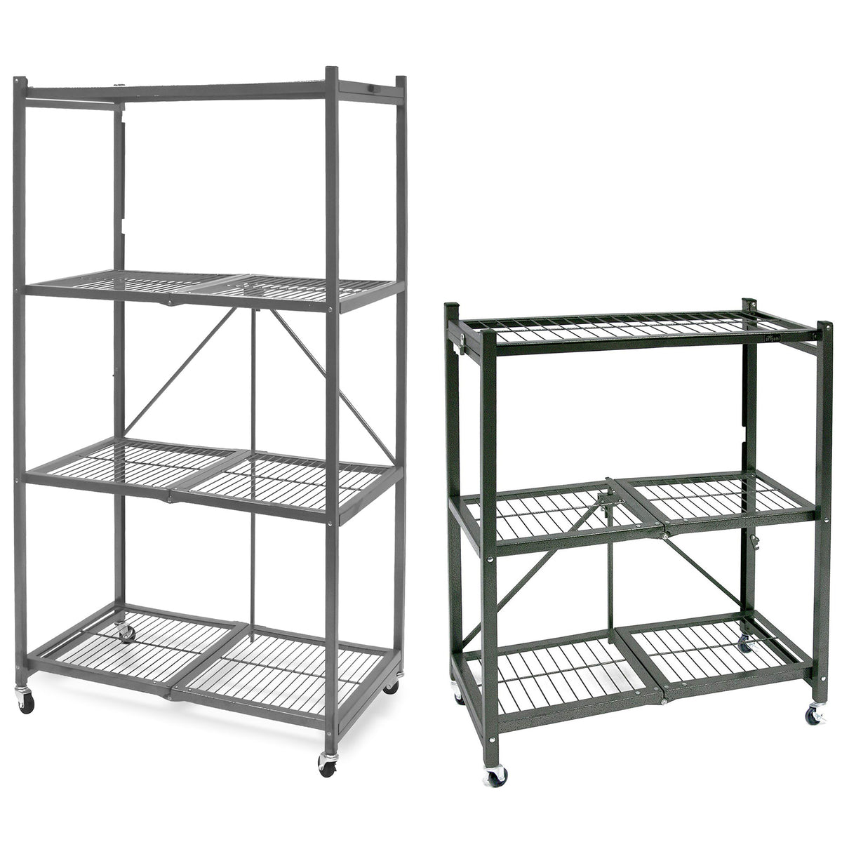Origami R5 4 Tier Multipurpose Folding Storage Organizing Rack & R3 3 Tier Shelf