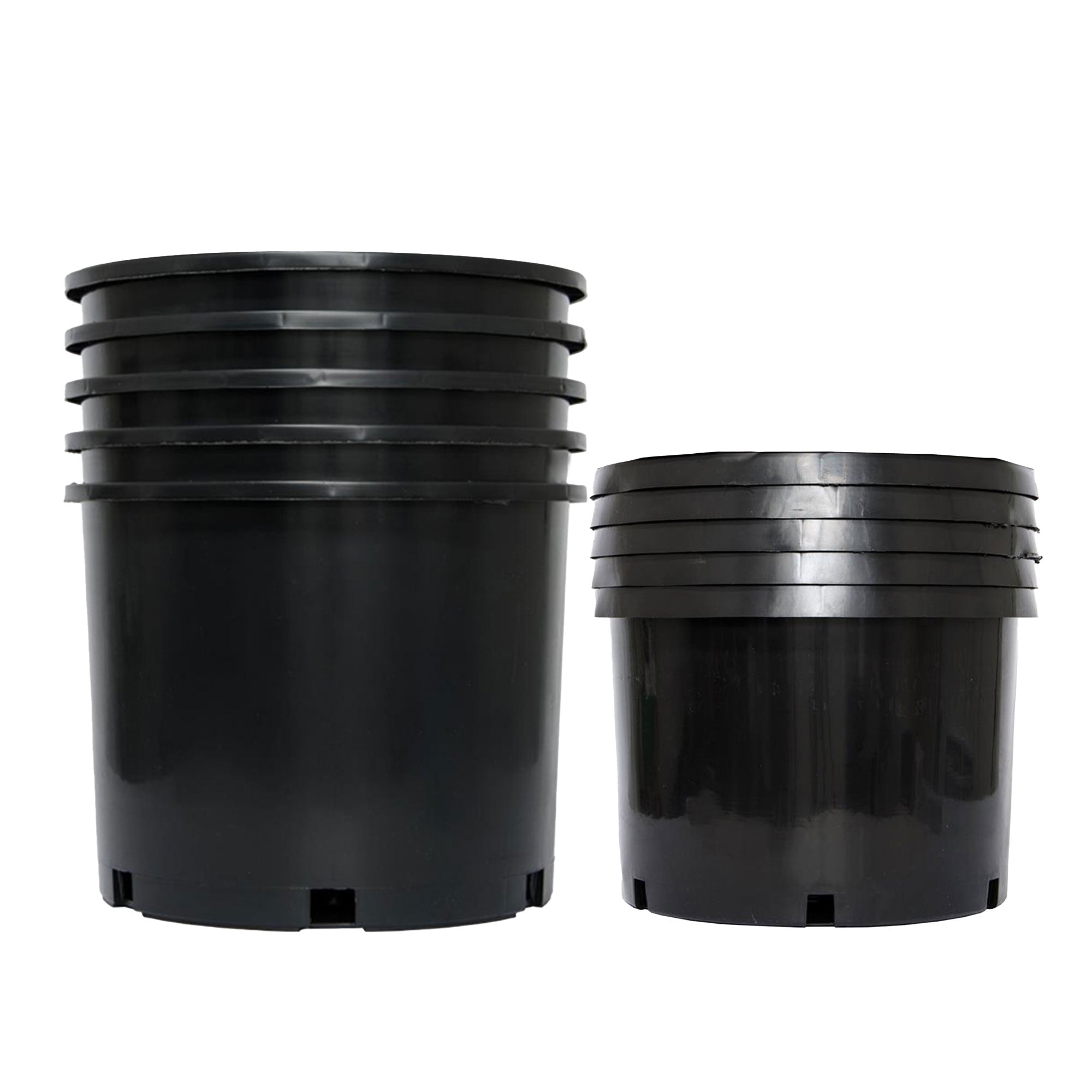 Pro Cal 5 Pack 10 Gal Plastic Growing Planter & 5 Pack 5 Gal Nursery Pot, Black - VMInnovations