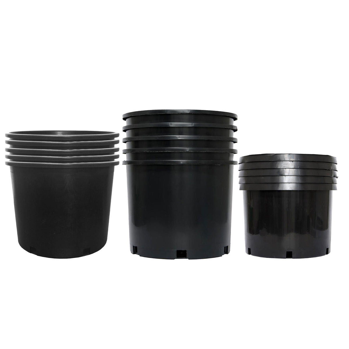 Pro Cal 5 Pack 10 Gal Planter & 5 Pack 5 Gal Pot & 5 Pack 7 Gal Poly Pot, Black