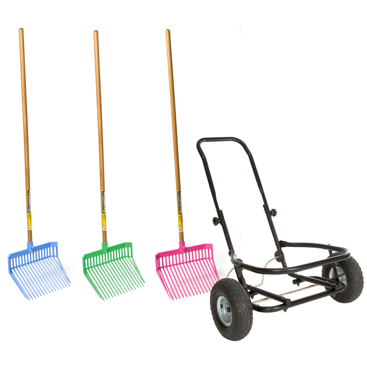 Miller Manufacturing PDF1A Set of 3 Little Giant Plastic DuraForks & CA500 Cart