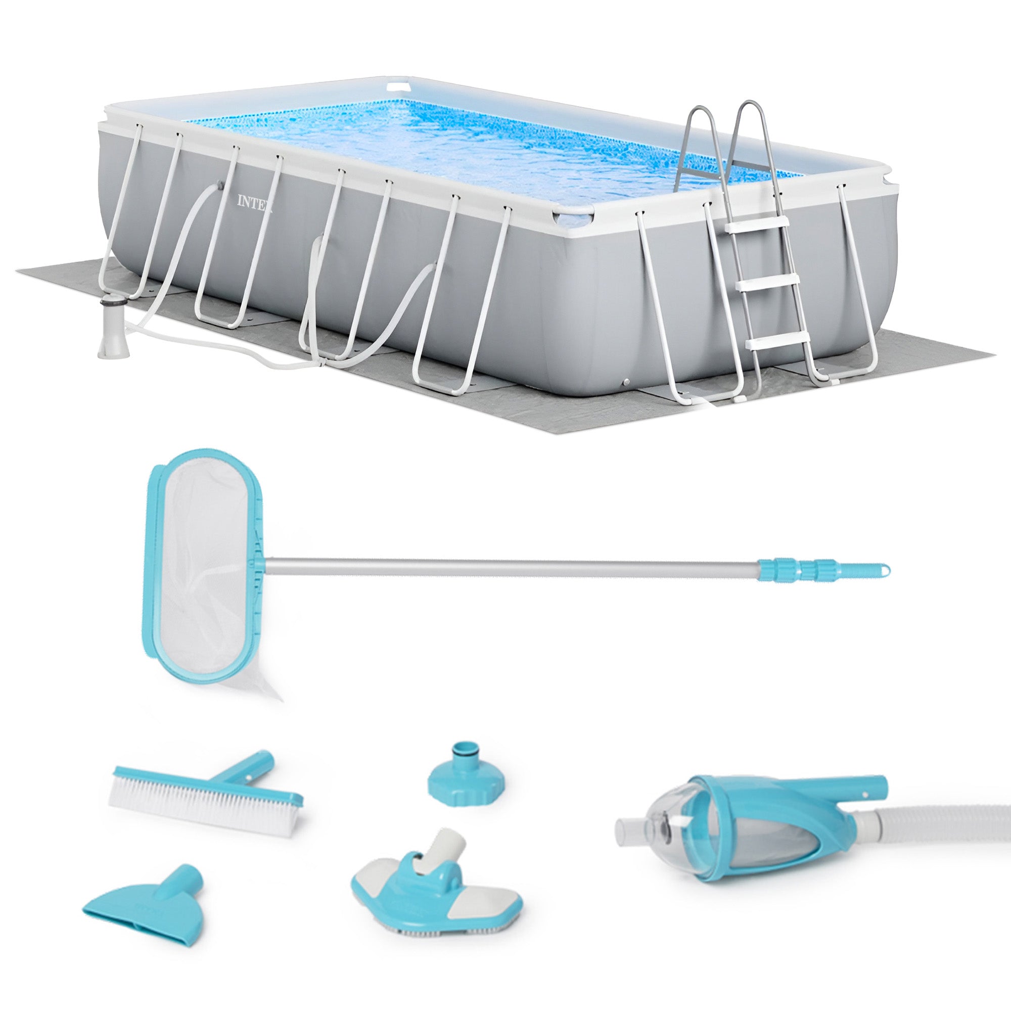 Intex 16’ x 42” Prism Rectangular Above Ground Swimming Pool & Maintenance Kit