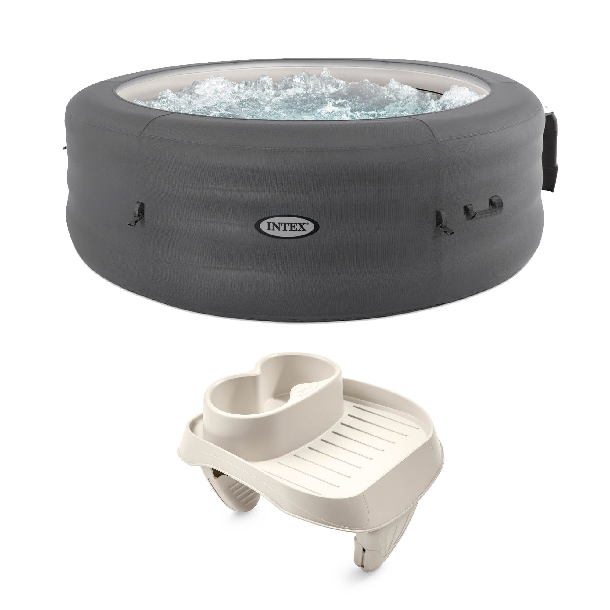 Intex SimpleSpa Bubble Massage 6 Person Inflatable Hot Tub & PureSpa Cup Holder