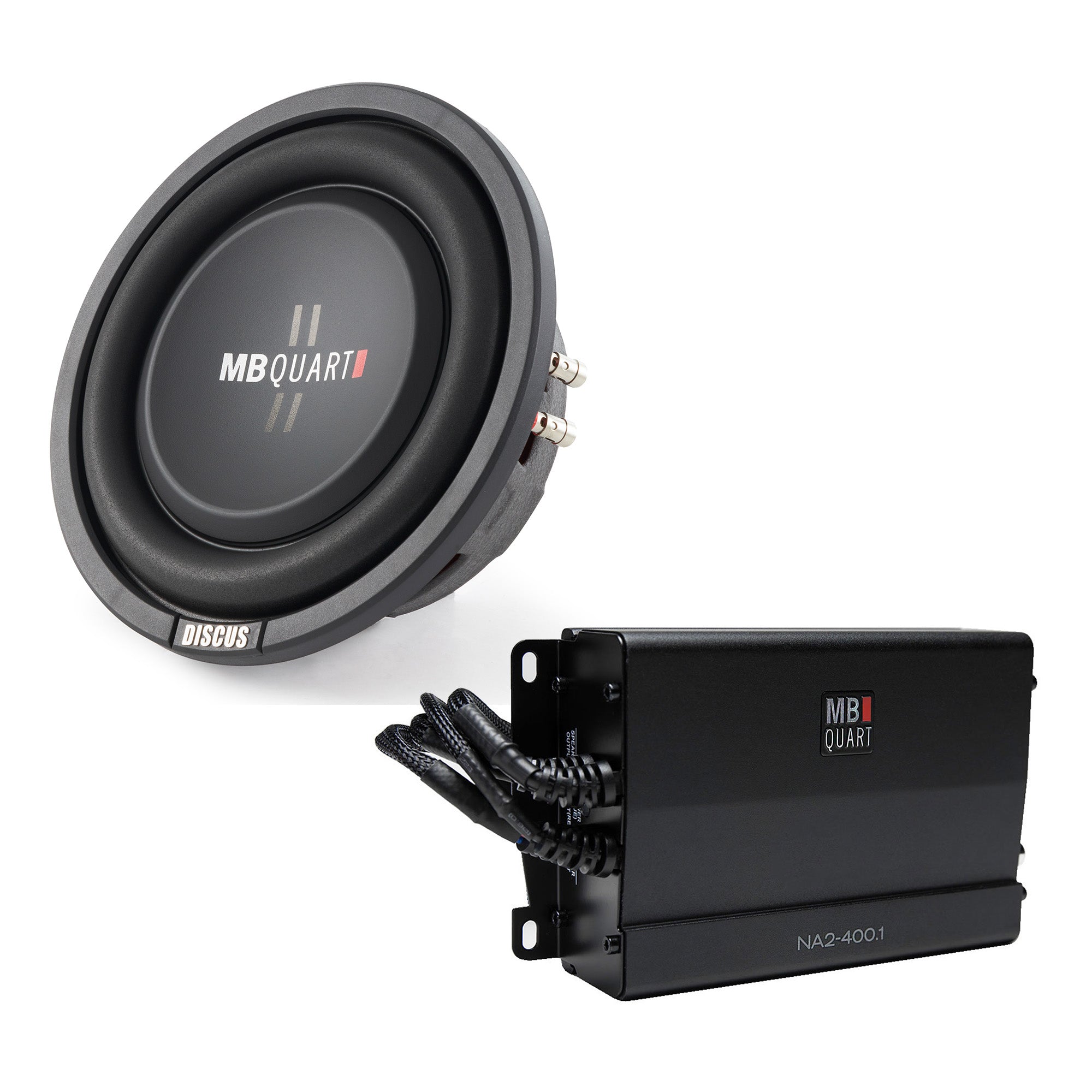 MB Quart 8” Shallow Car Sub Single Speaker & Marine Powersports Nautic Amplifier