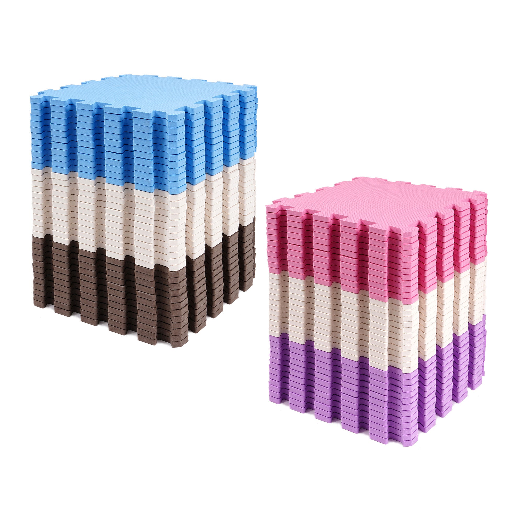 BalanceFrom Fitness 36 Tile Interlocking Exercise Play Mats Bundle, Blues/Pinks - VMInnovations