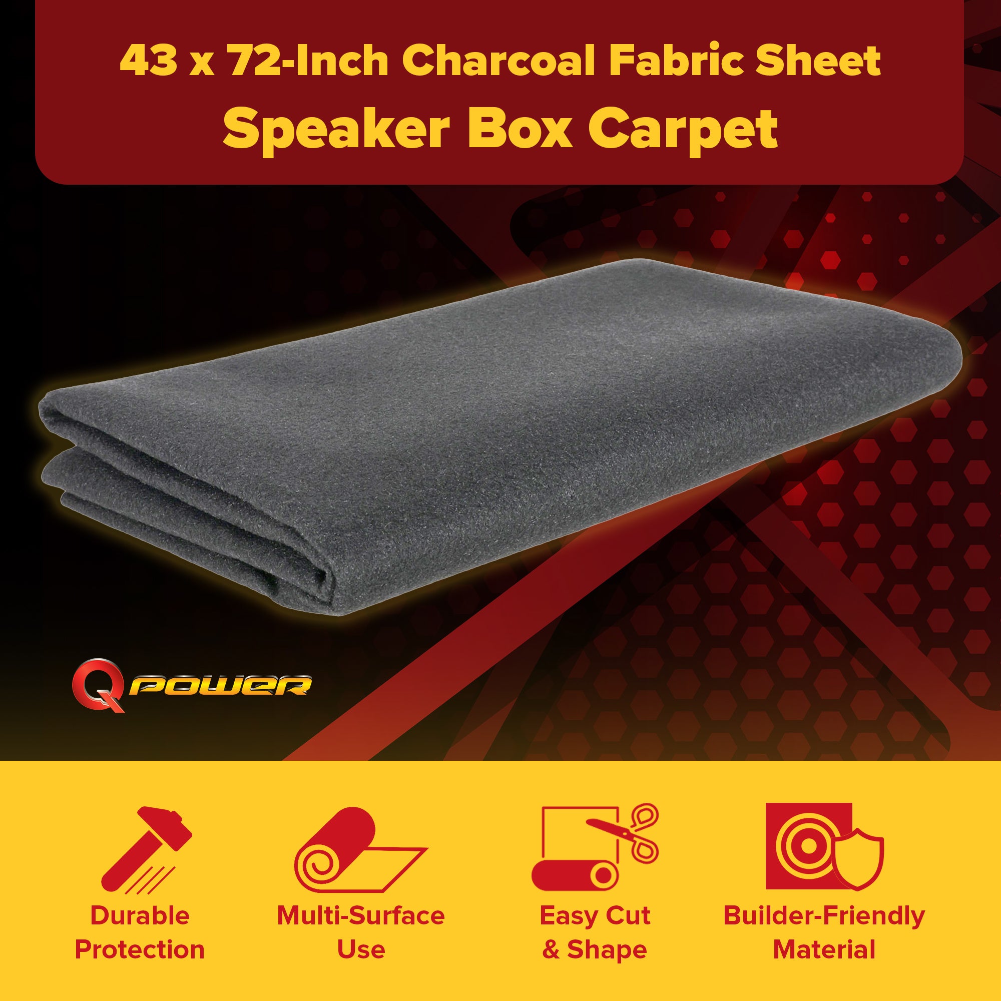 QPower Speaker Box Carpet, 43" x 72" Fabric Sheet for Car Audio Builds(Open Box) - VMInnovations