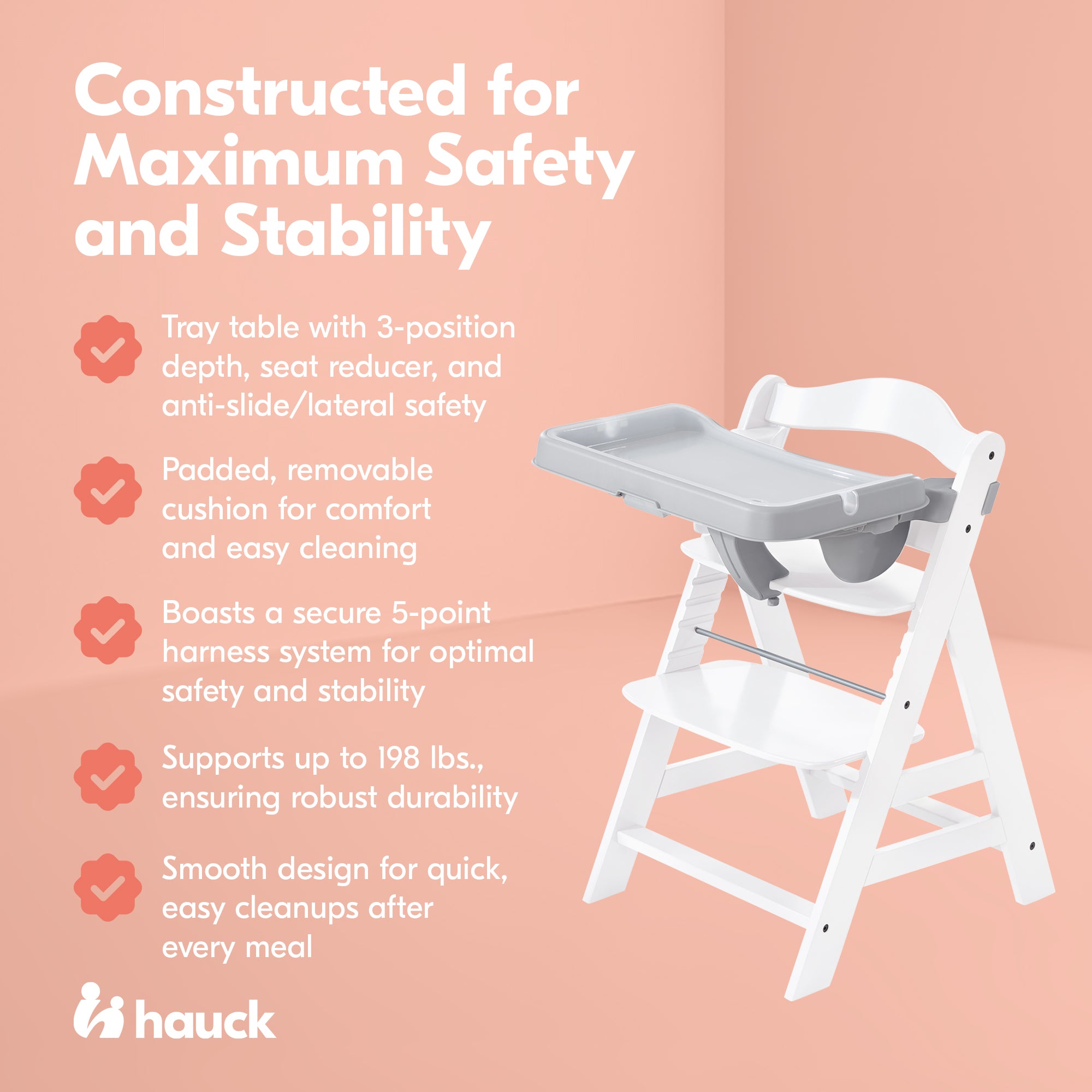 hauck Alpha+ Adjustable Booster High Chair and High Chair Tray Table, Grey - VMInnovations