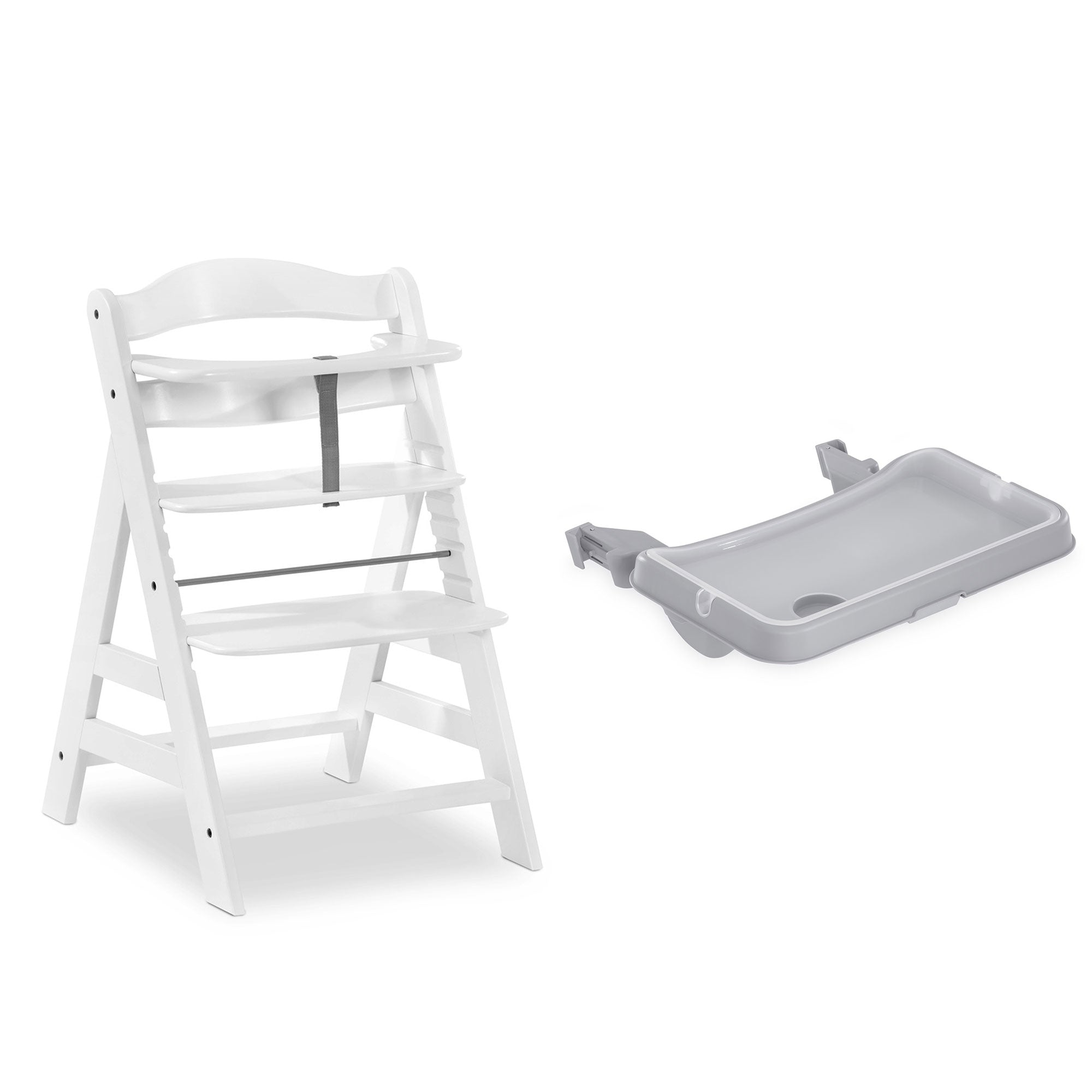 hauck Alpha+ Adjustable Booster High Chair and High Chair Tray Table, Grey