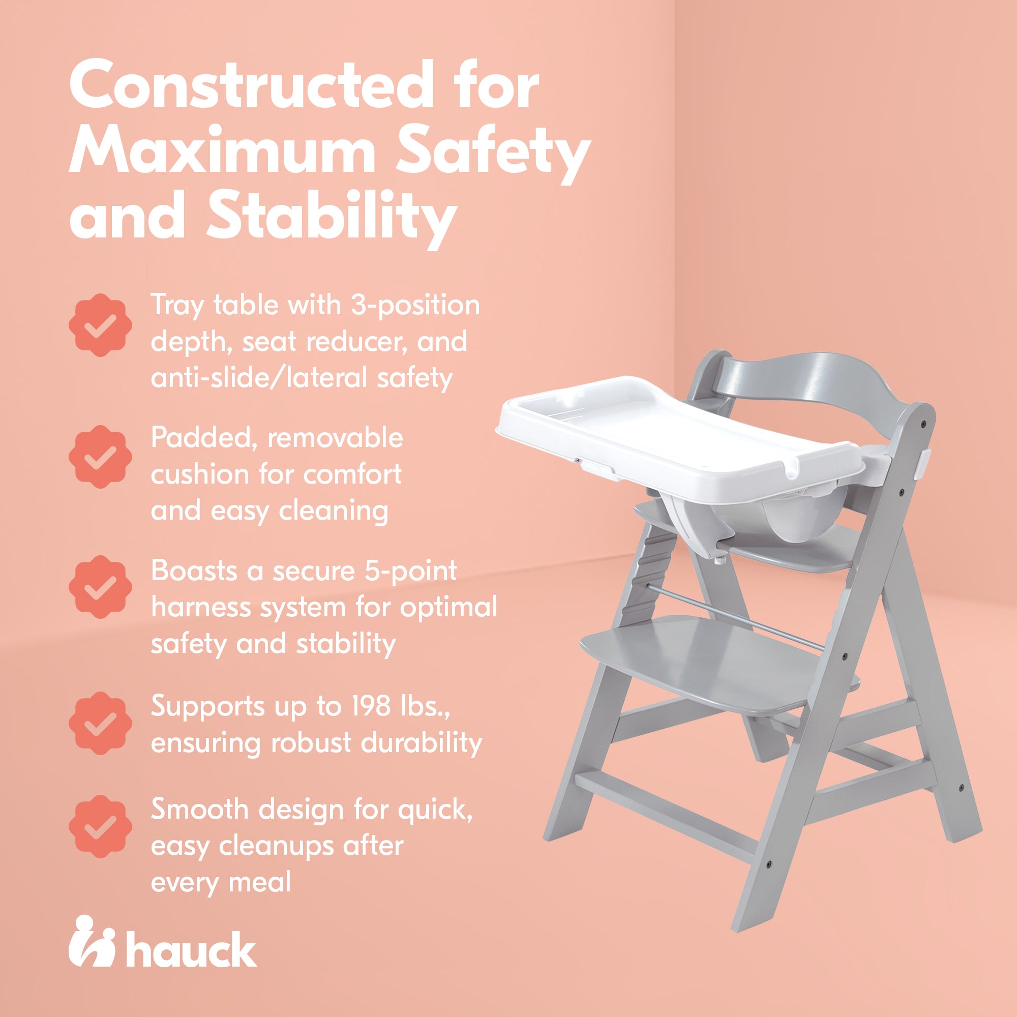 hauck Alpha+ Adjustable Booster High Chair and High Chair Tray Table, White - VMInnovations
